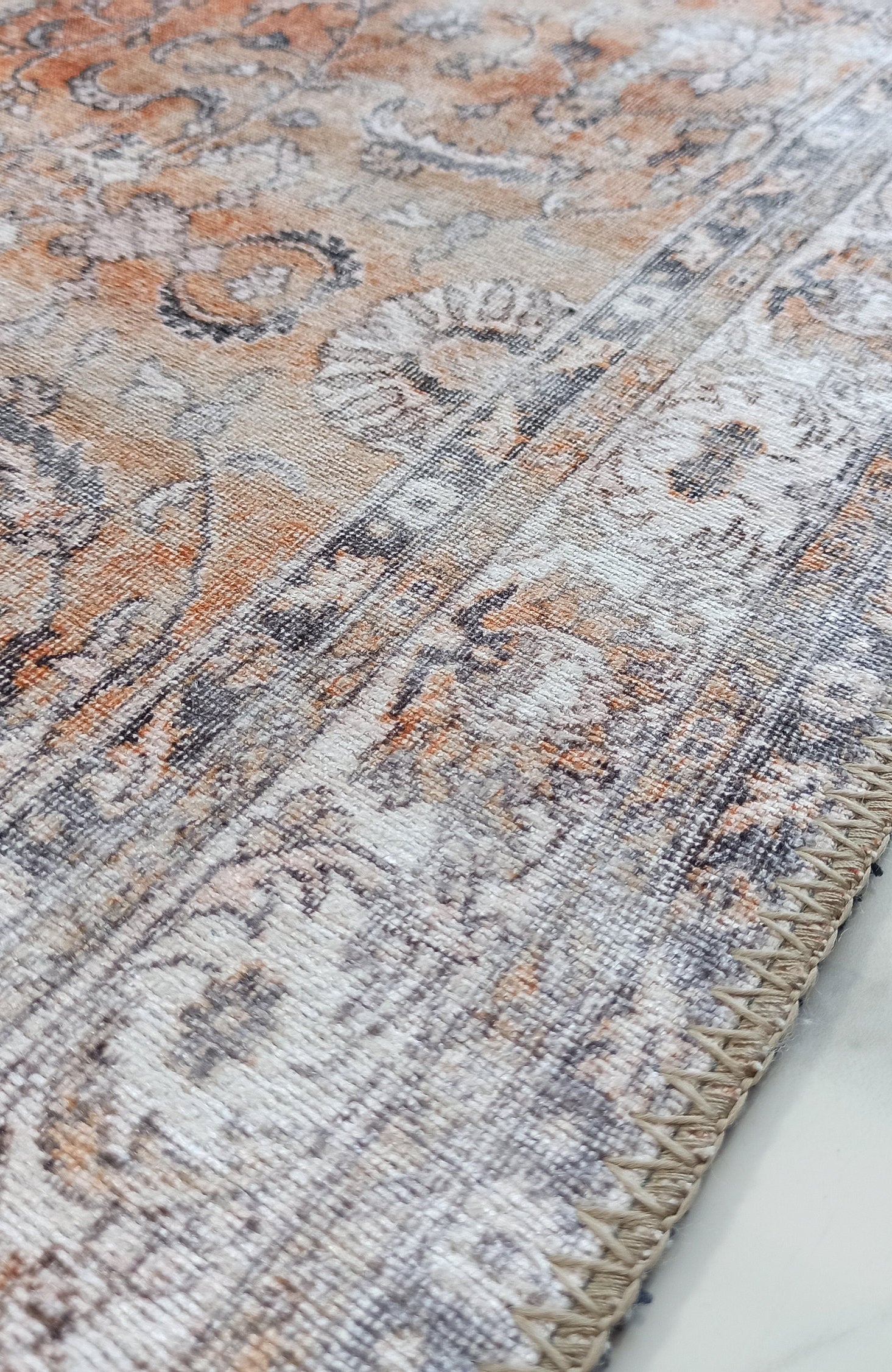 Arva Turkish Faded Orange and Brown Rug