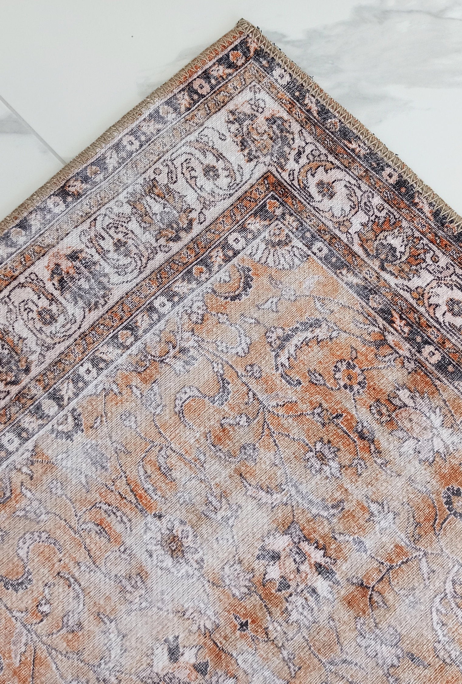 Arva Turkish Faded Orange and Brown Rug