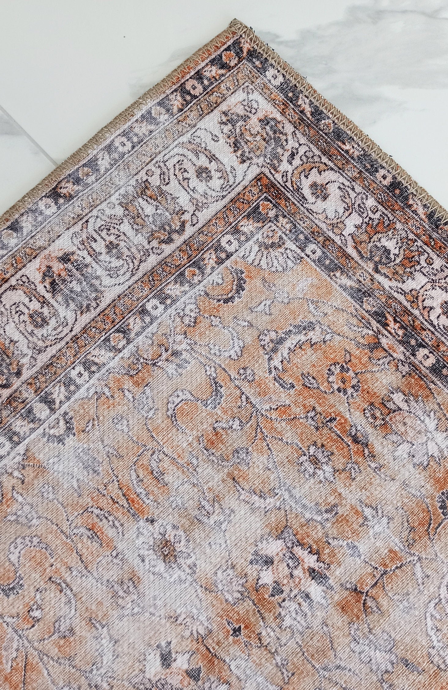 Arva Turkish Faded Orange and Brown Rug