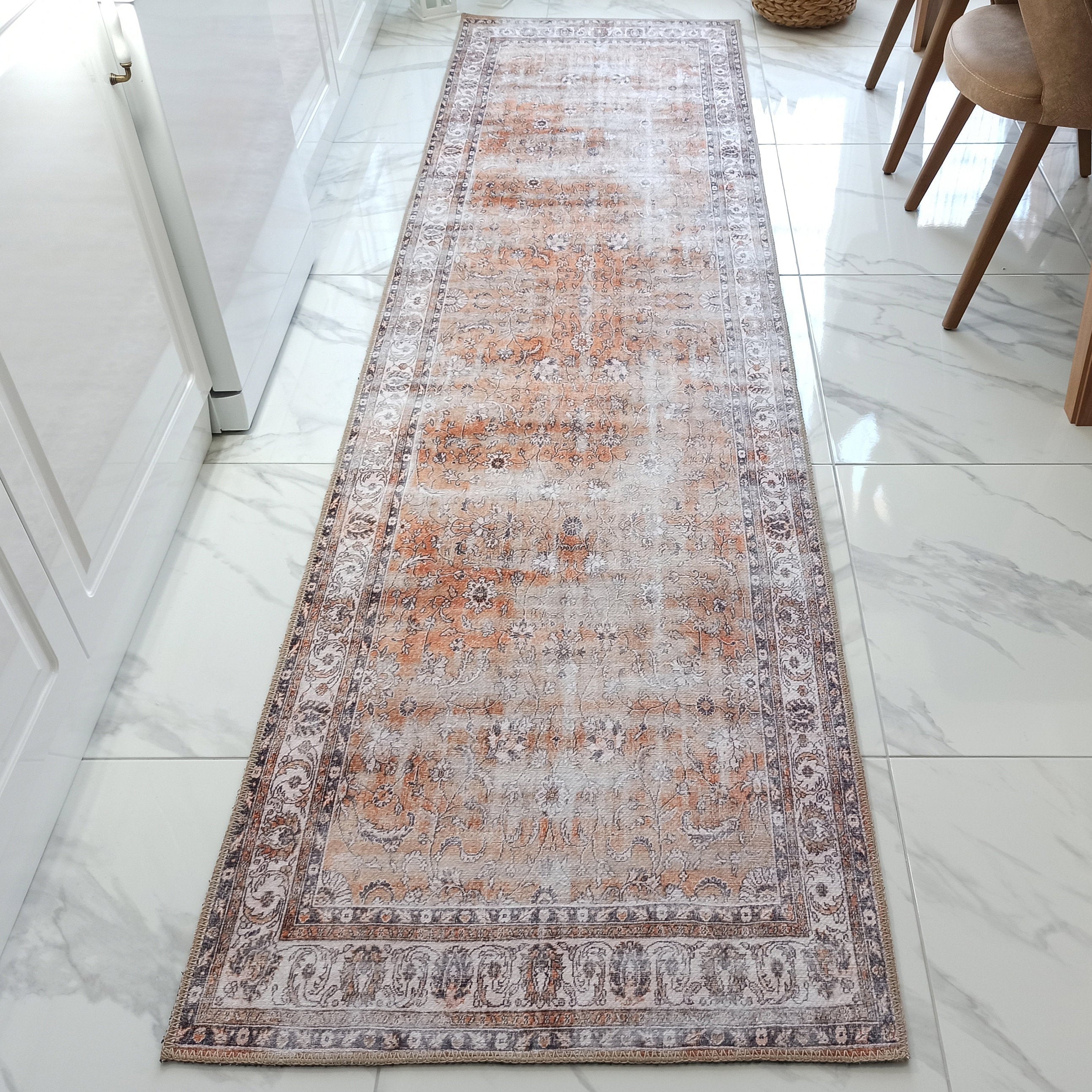 Arva Turkish Faded Orange and Brown Rug