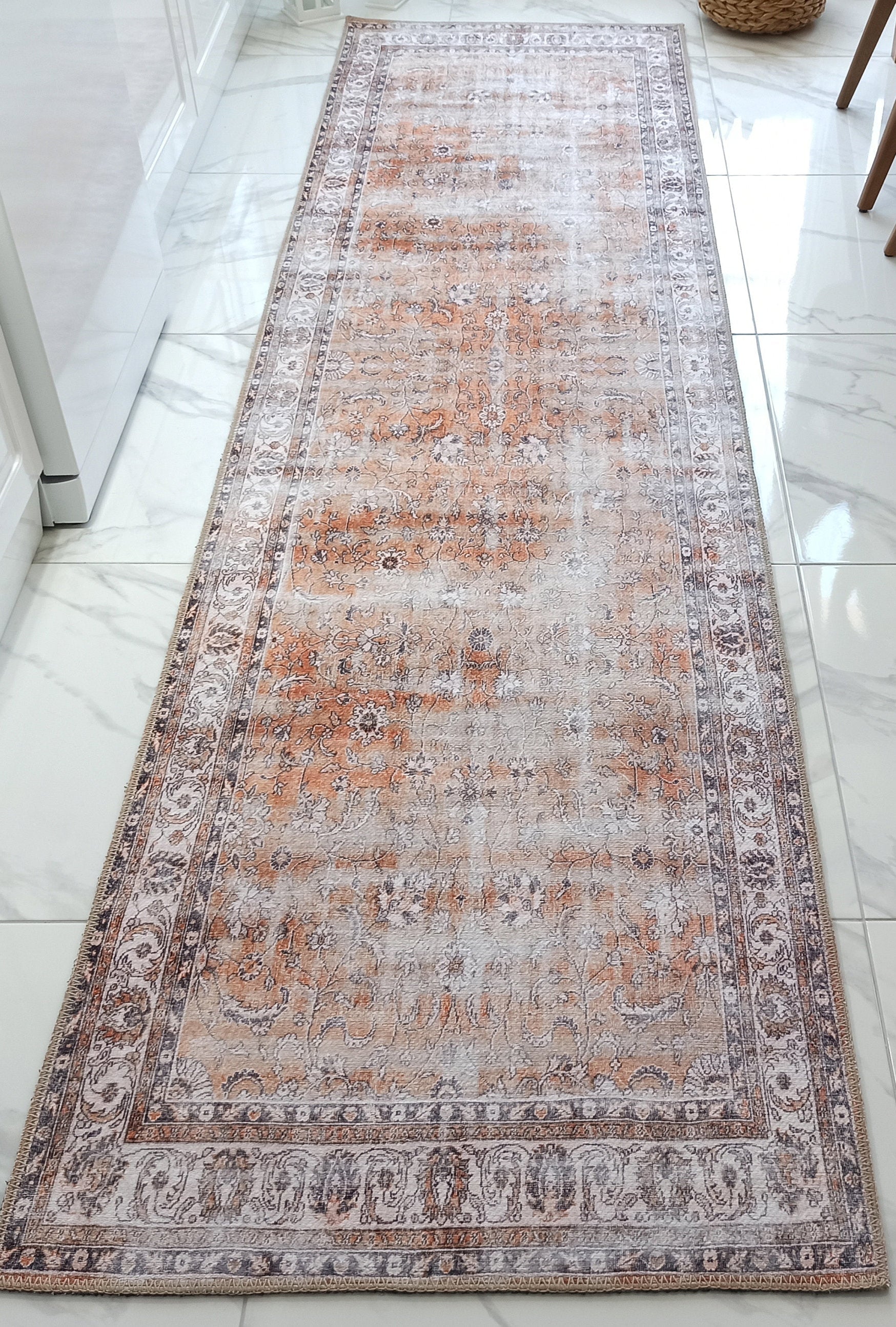 Arva Turkish Faded Orange and Brown Rug
