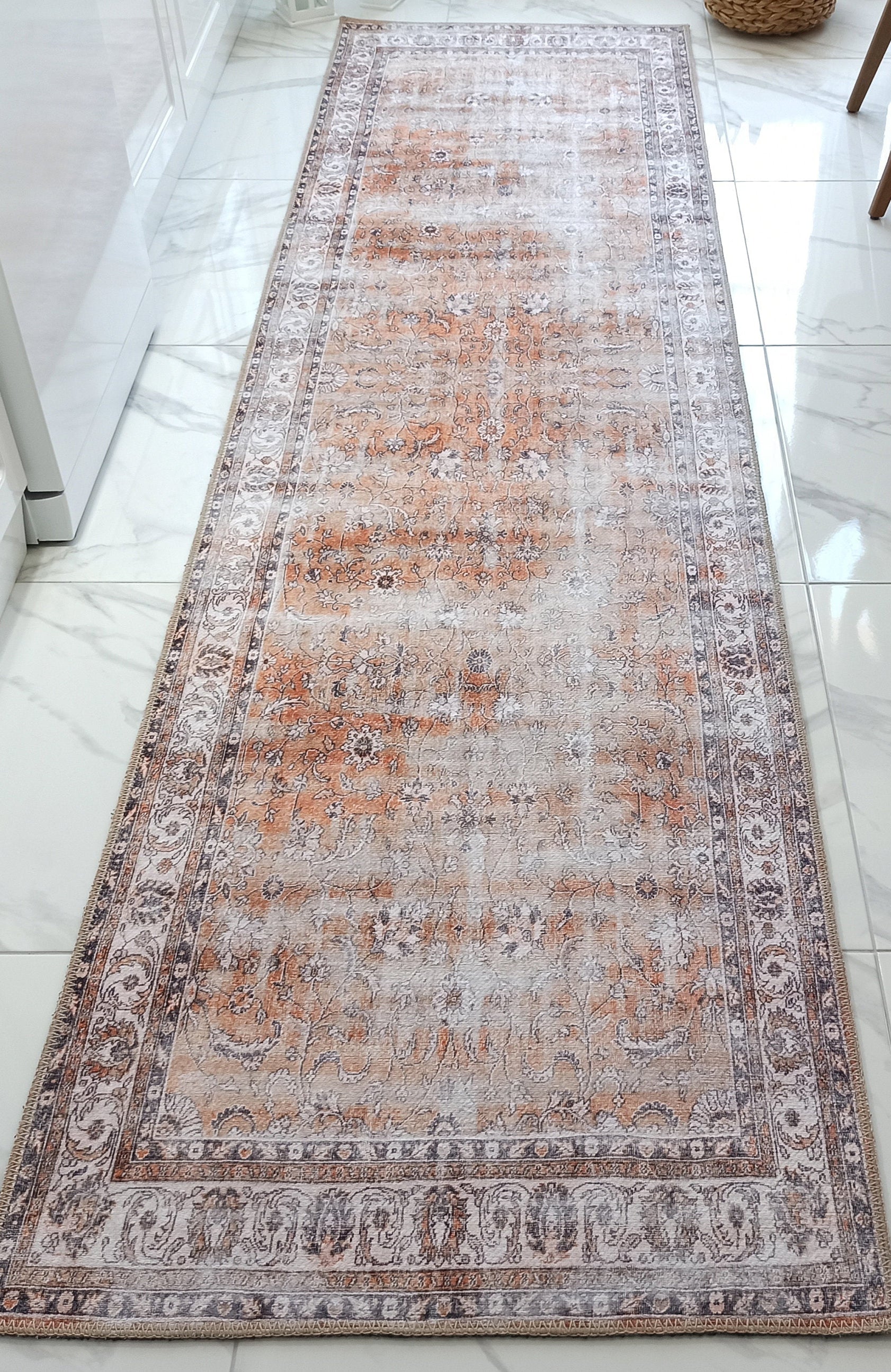 Arva Turkish Faded Orange and Brown Rug