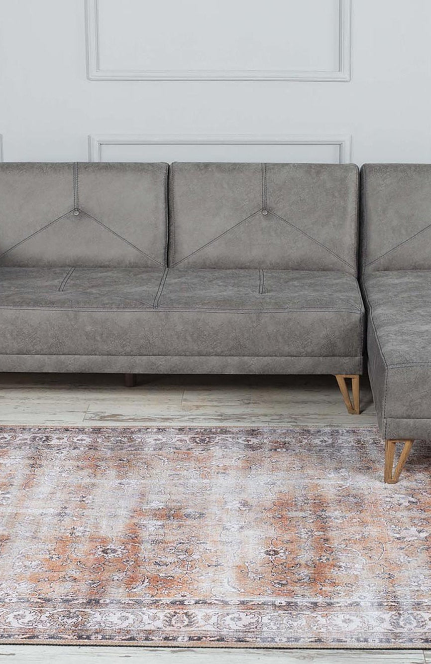 Arva Turkish Faded Orange and Brown Rug