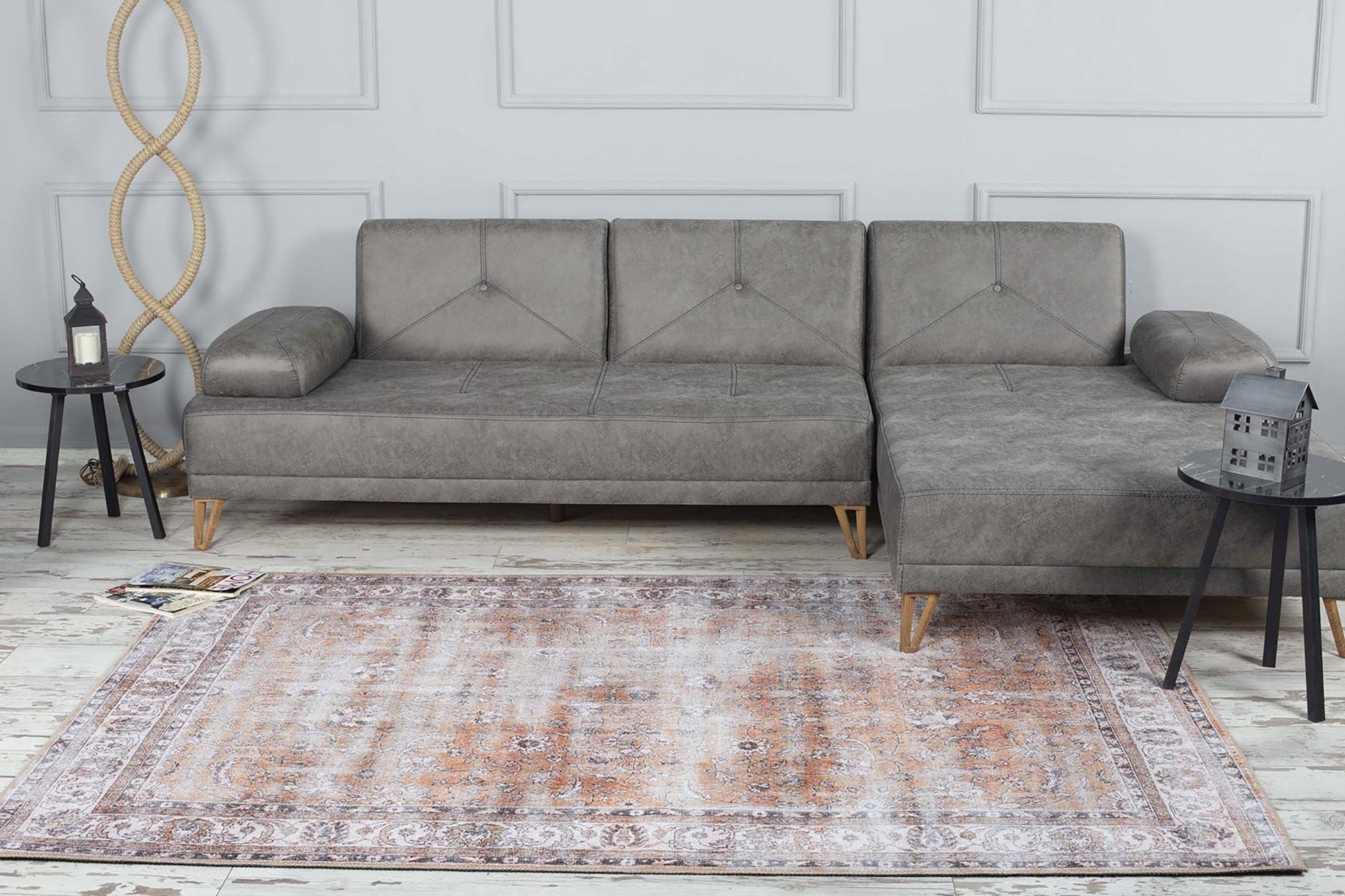 Arva Turkish Faded Orange and Brown Rug