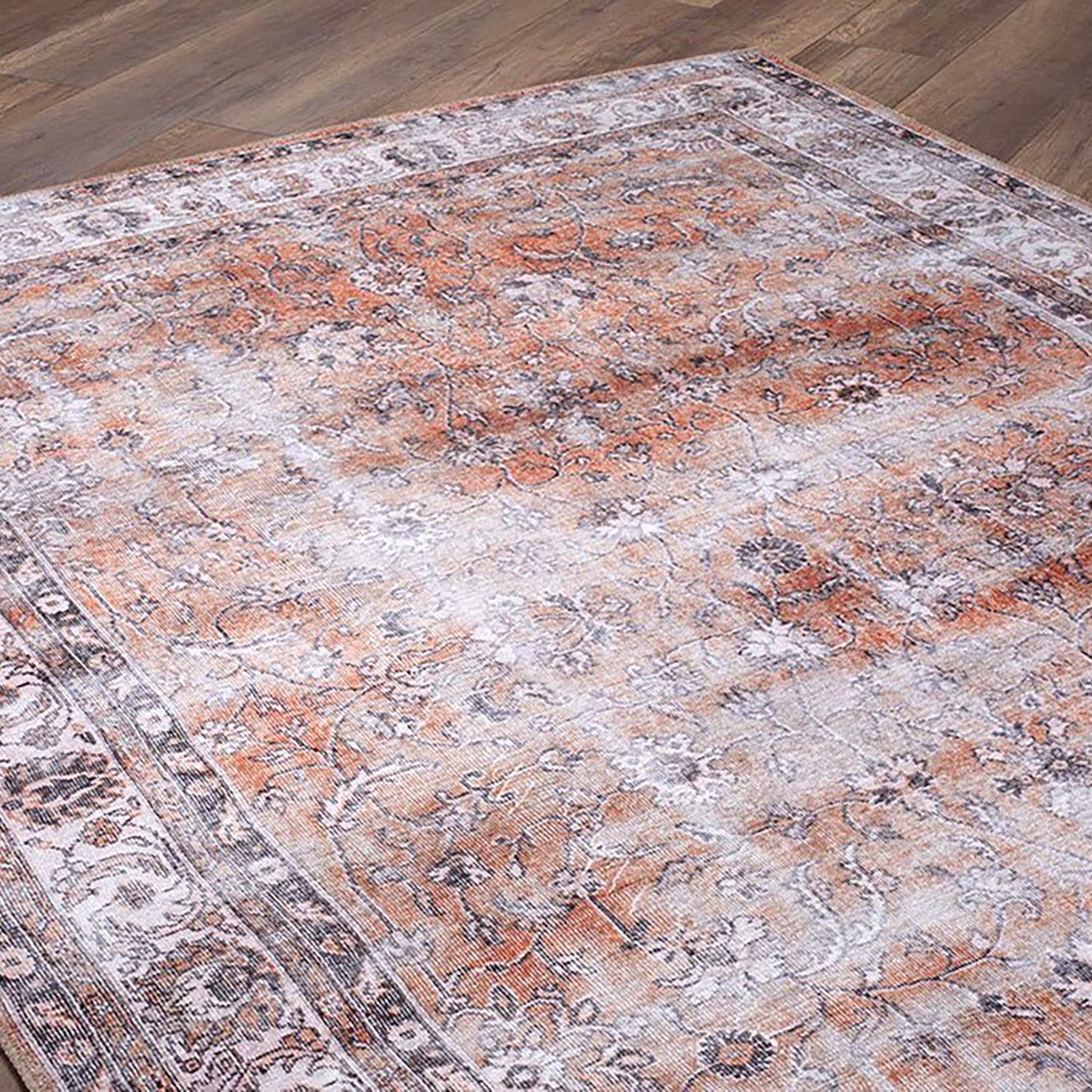 Arva Turkish Faded Orange and Brown Rug