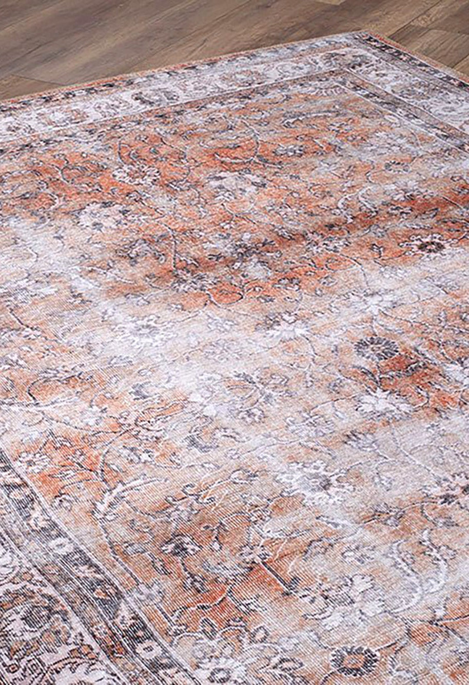 Arva Turkish Faded Orange and Brown Rug