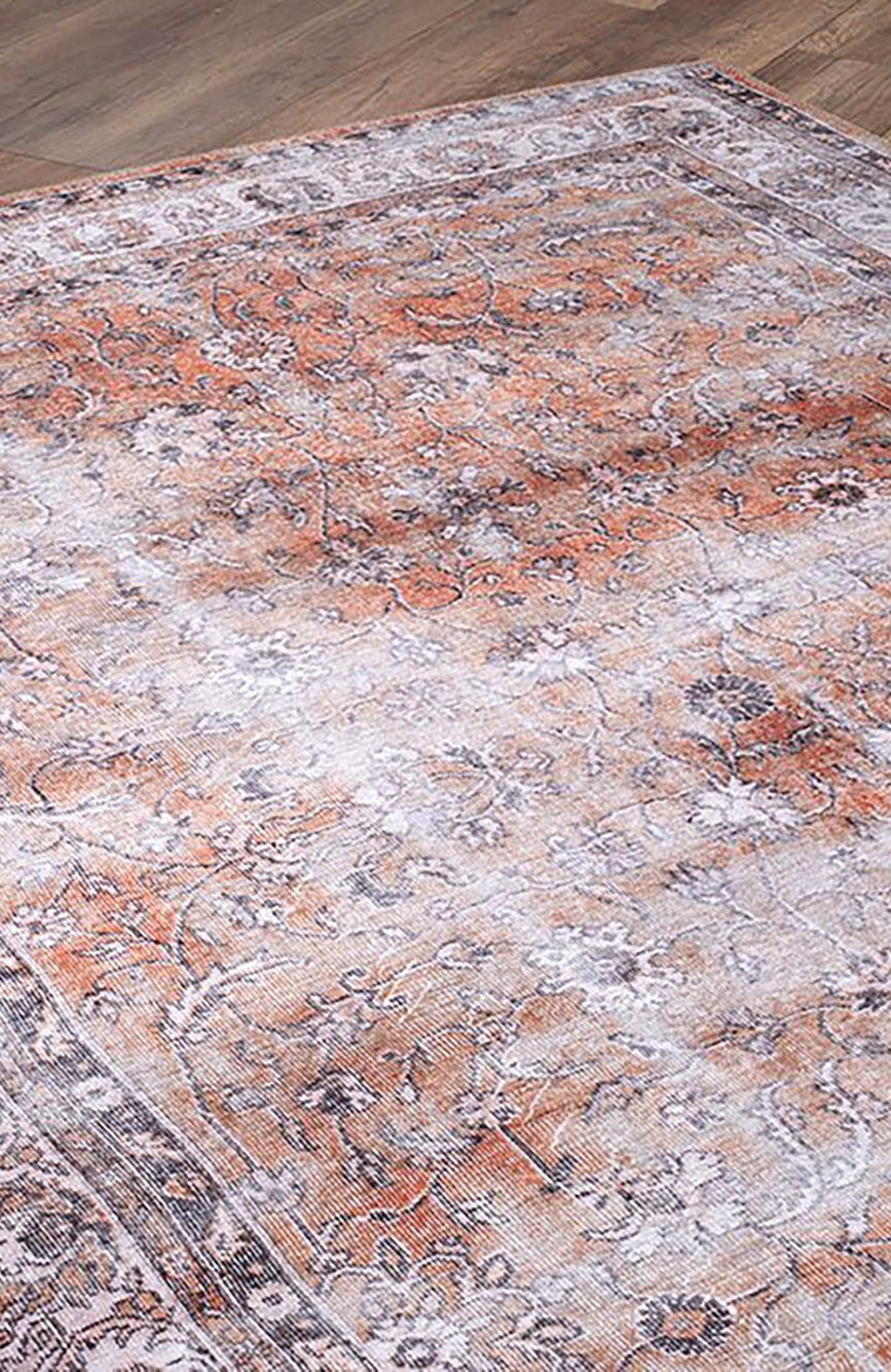 Arva Turkish Faded Orange and Brown Rug