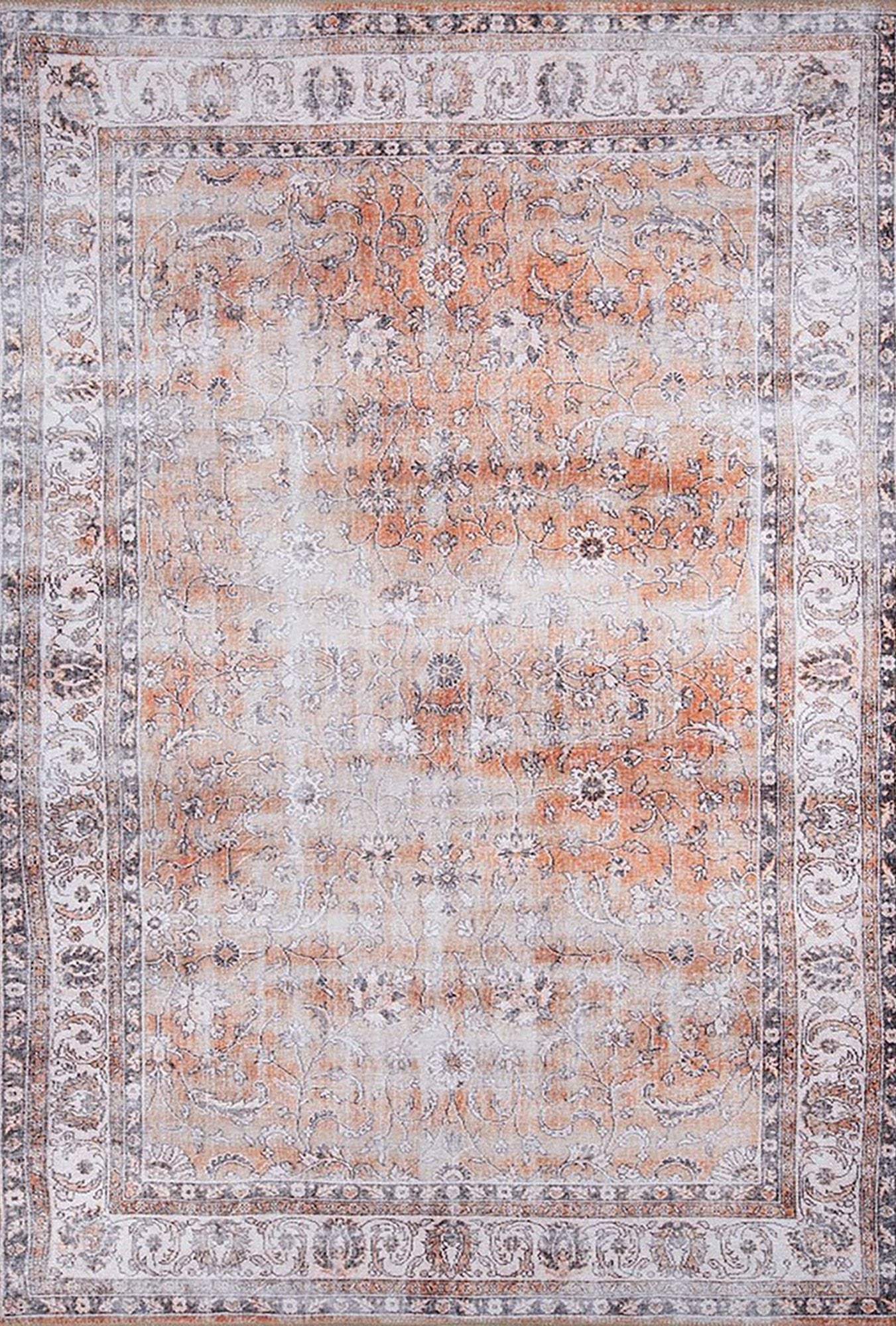 Arva Turkish Faded Orange and Brown Rug