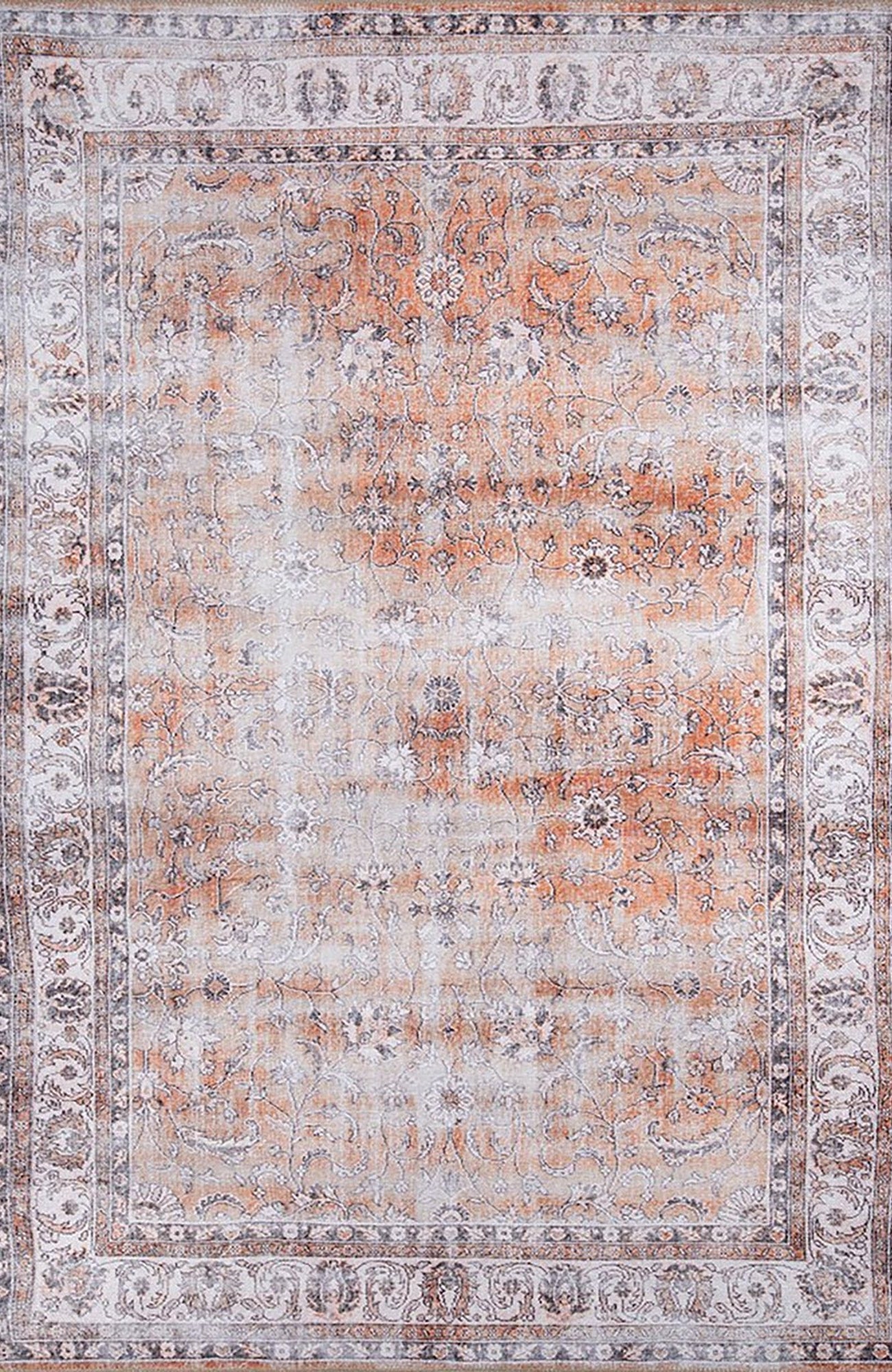 Arva Turkish Faded Orange and Brown Rug