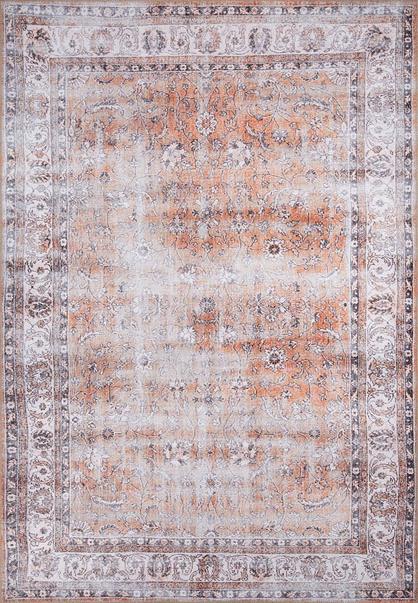 Arva Turkish Faded Orange and Brown Rug