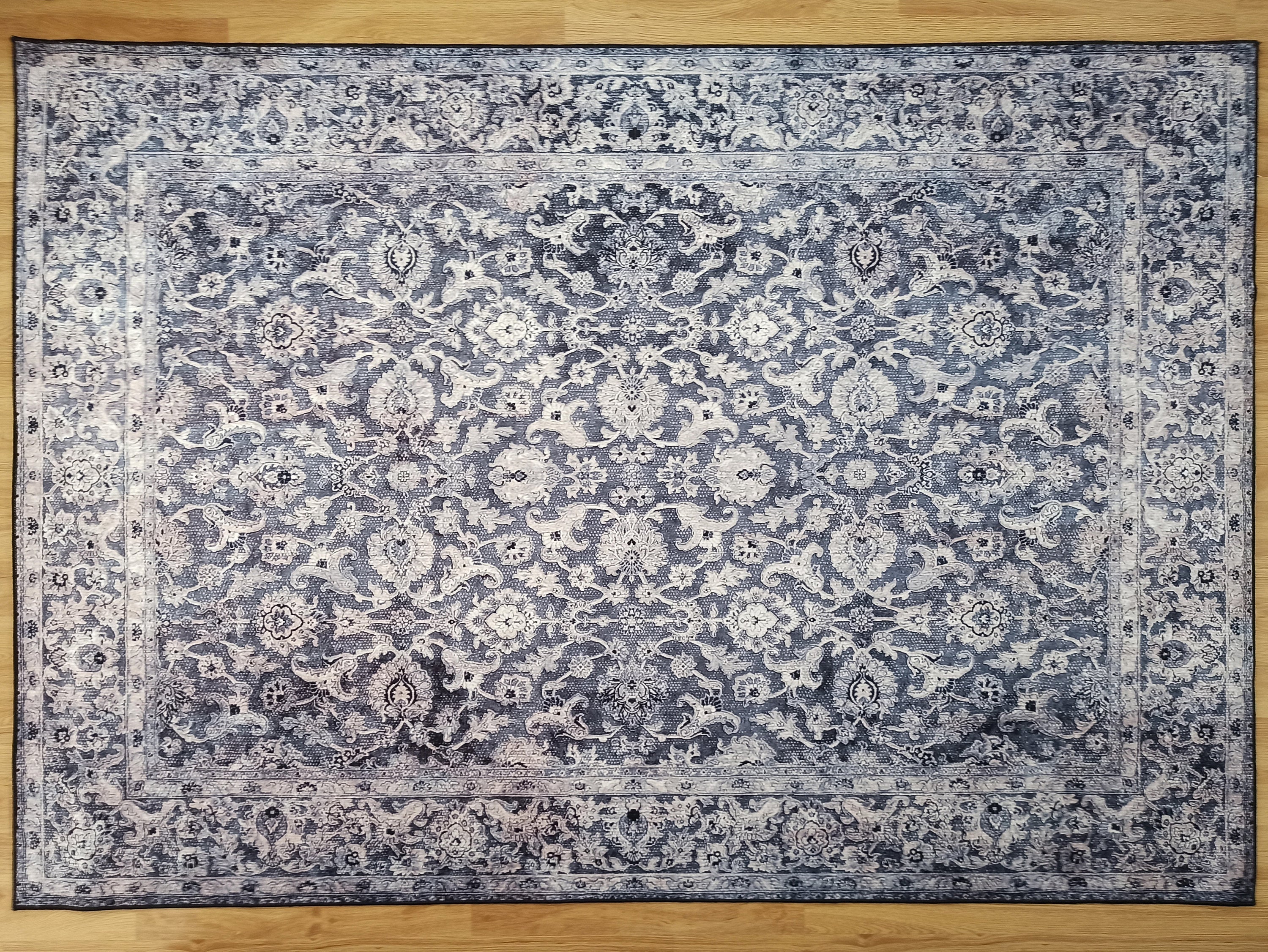 Asena Area Rug | Persian Navy Blue Gray Faded Rug
