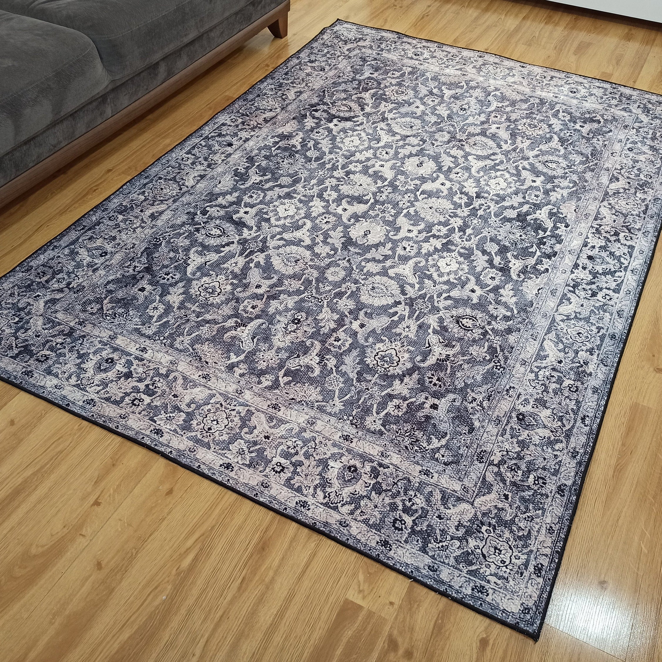 Asena Area Rug | Persian Navy Blue Gray Faded Rug