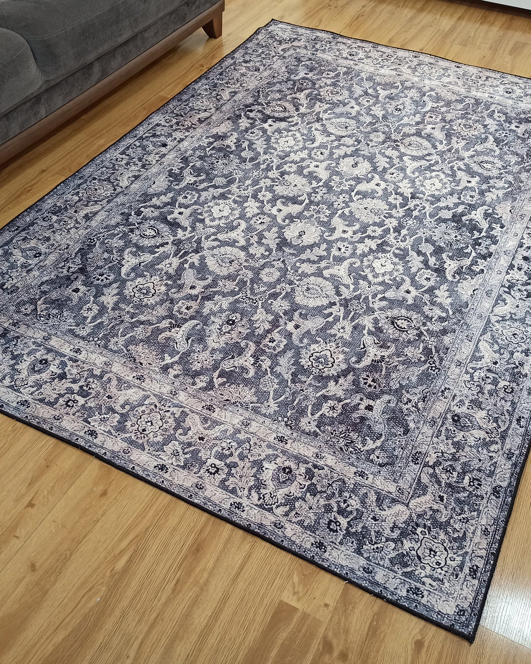 Asena Area Rug | Persian Navy Blue Gray Faded Rug
