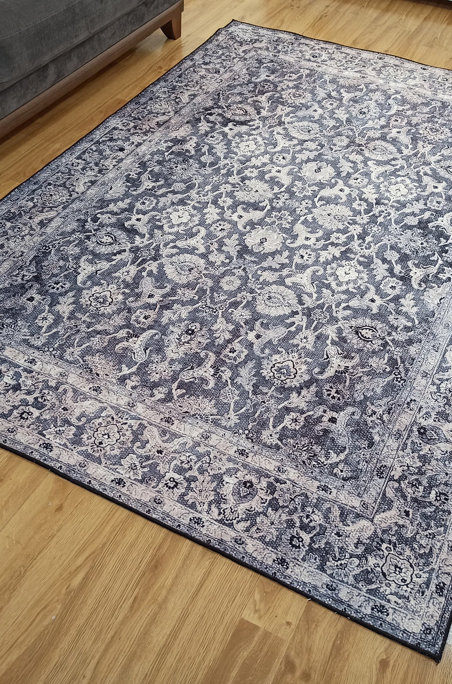 Asena Area Rug | Persian Navy Blue Gray Faded Rug