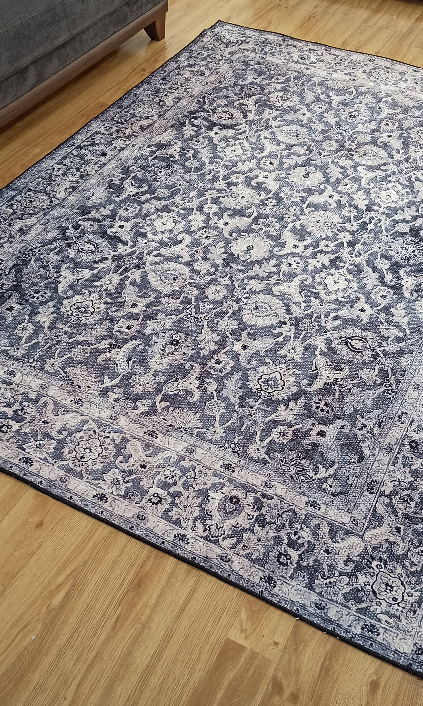 Asena Area Rug | Persian Navy Blue Gray Faded Rug