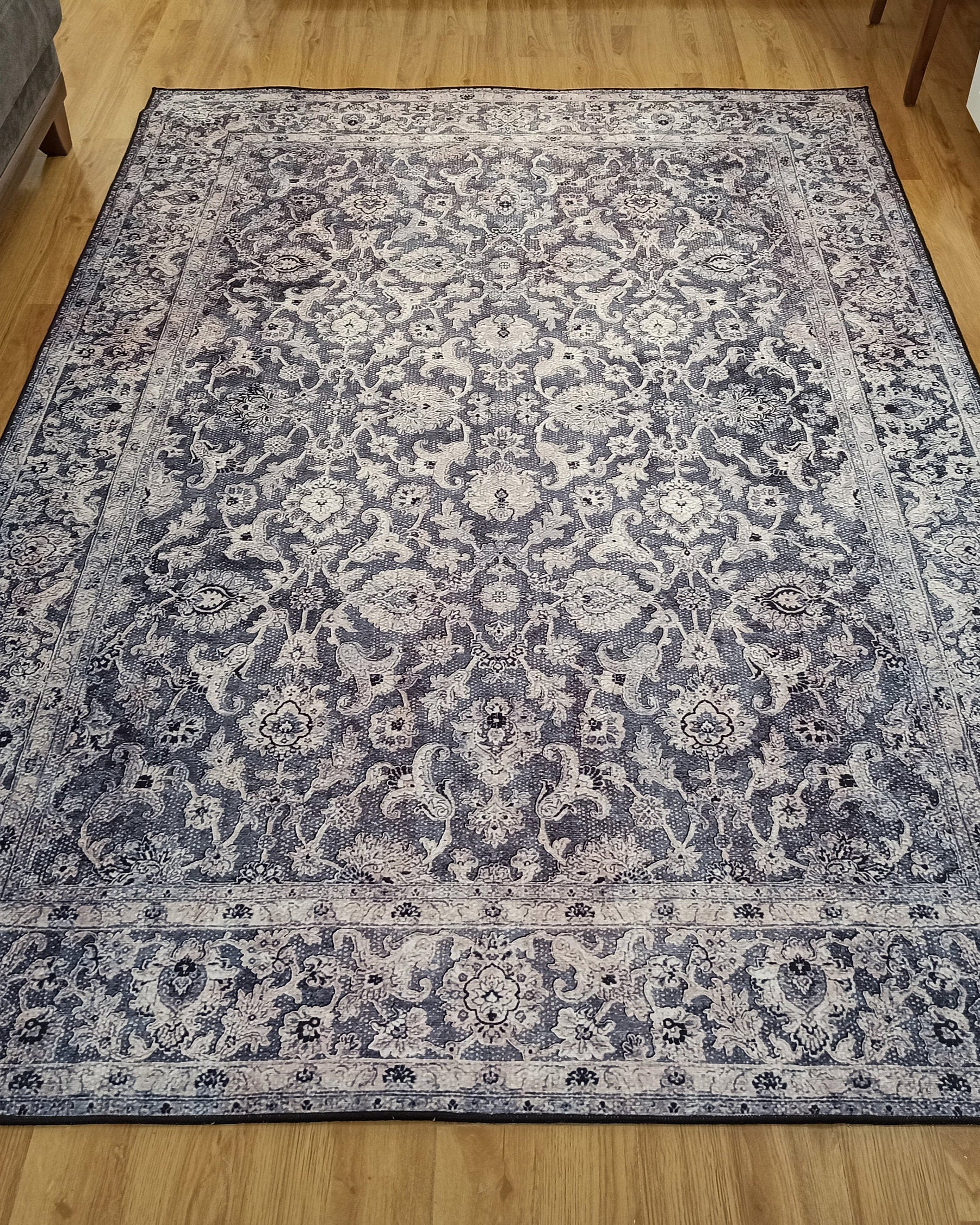 Asena Area Rug | Persian Navy Blue Gray Faded Rug