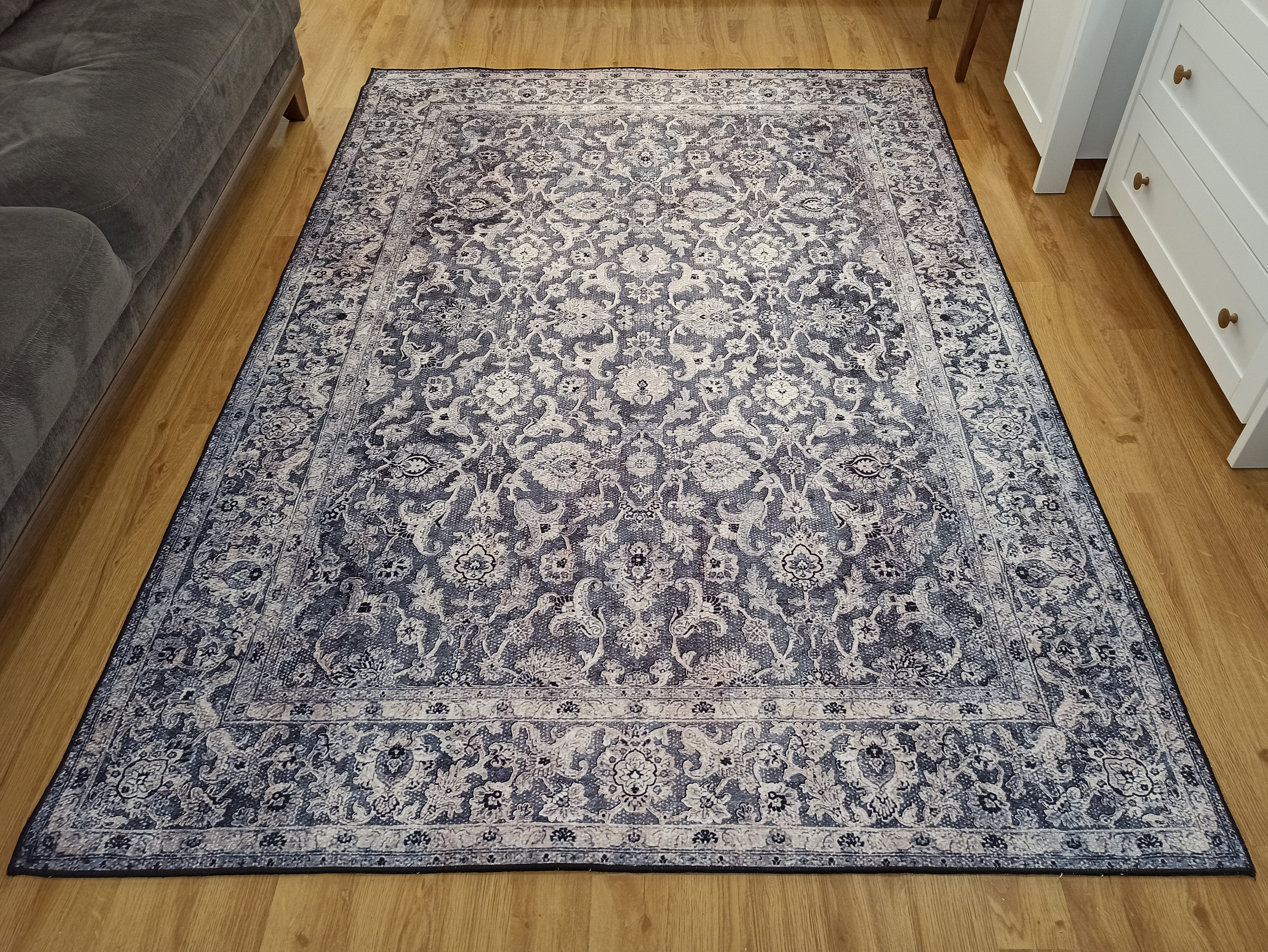 Asena Area Rug | Persian Navy Blue Gray Faded Rug
