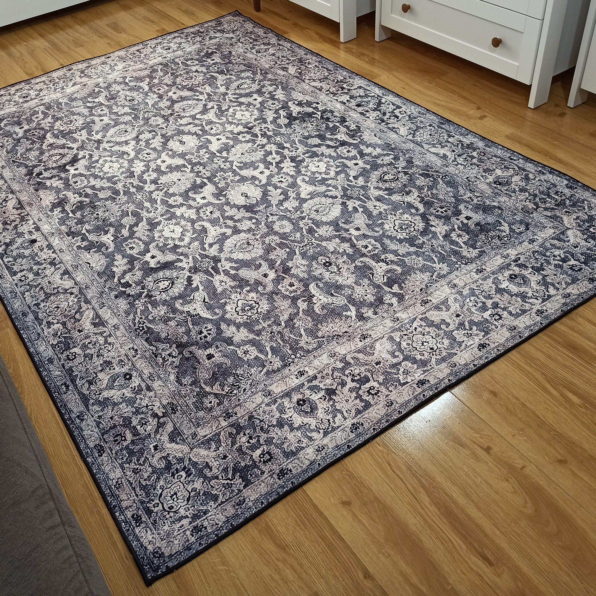 Asena Area Rug | Persian Navy Blue Gray Faded Rug