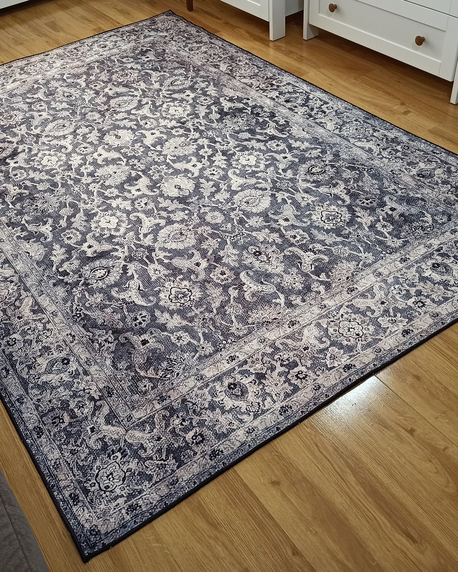 Asena Area Rug | Persian Navy Blue Gray Faded Rug