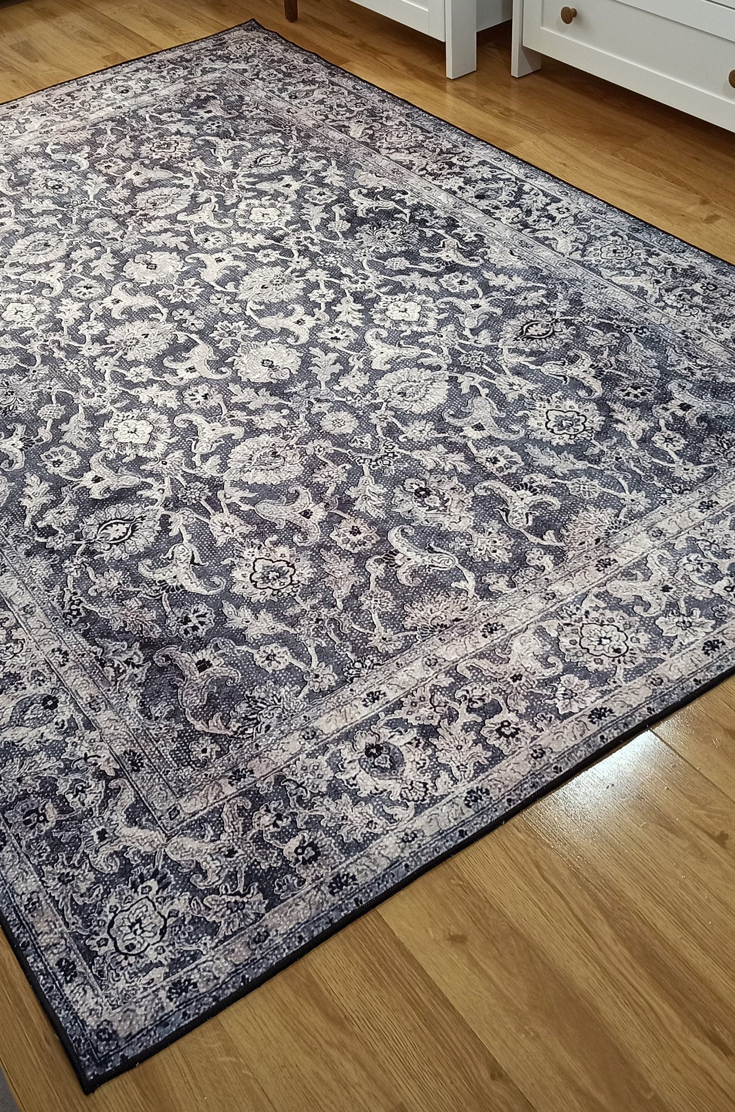 Asena Area Rug | Persian Navy Blue Gray Faded Rug