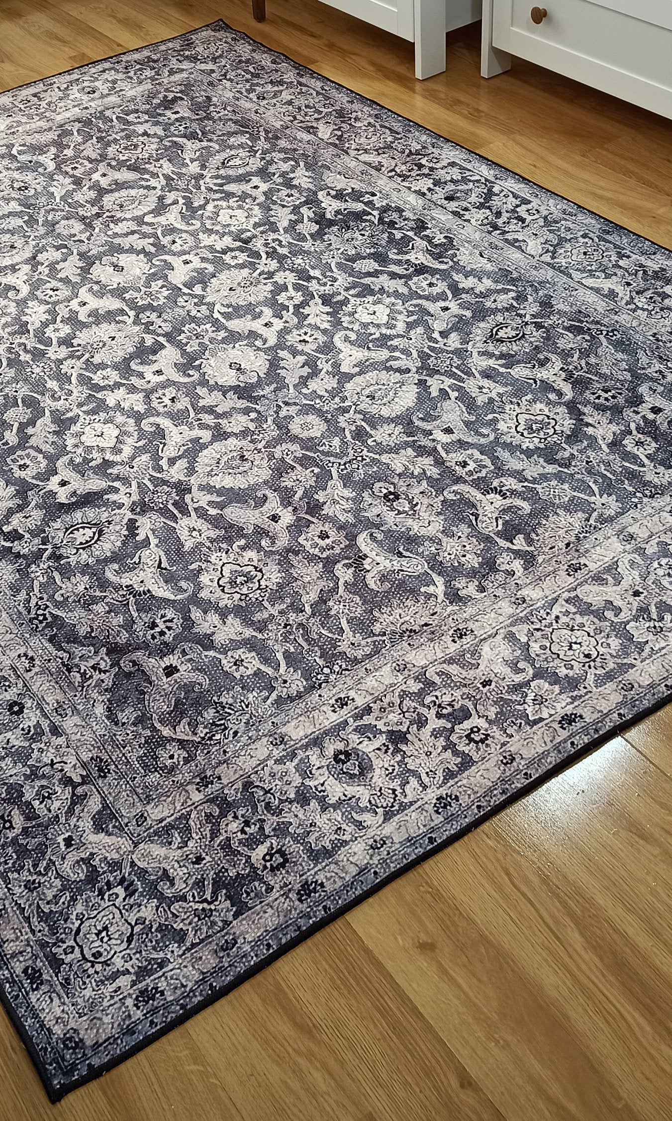 Asena Area Rug | Persian Navy Blue Gray Faded Rug