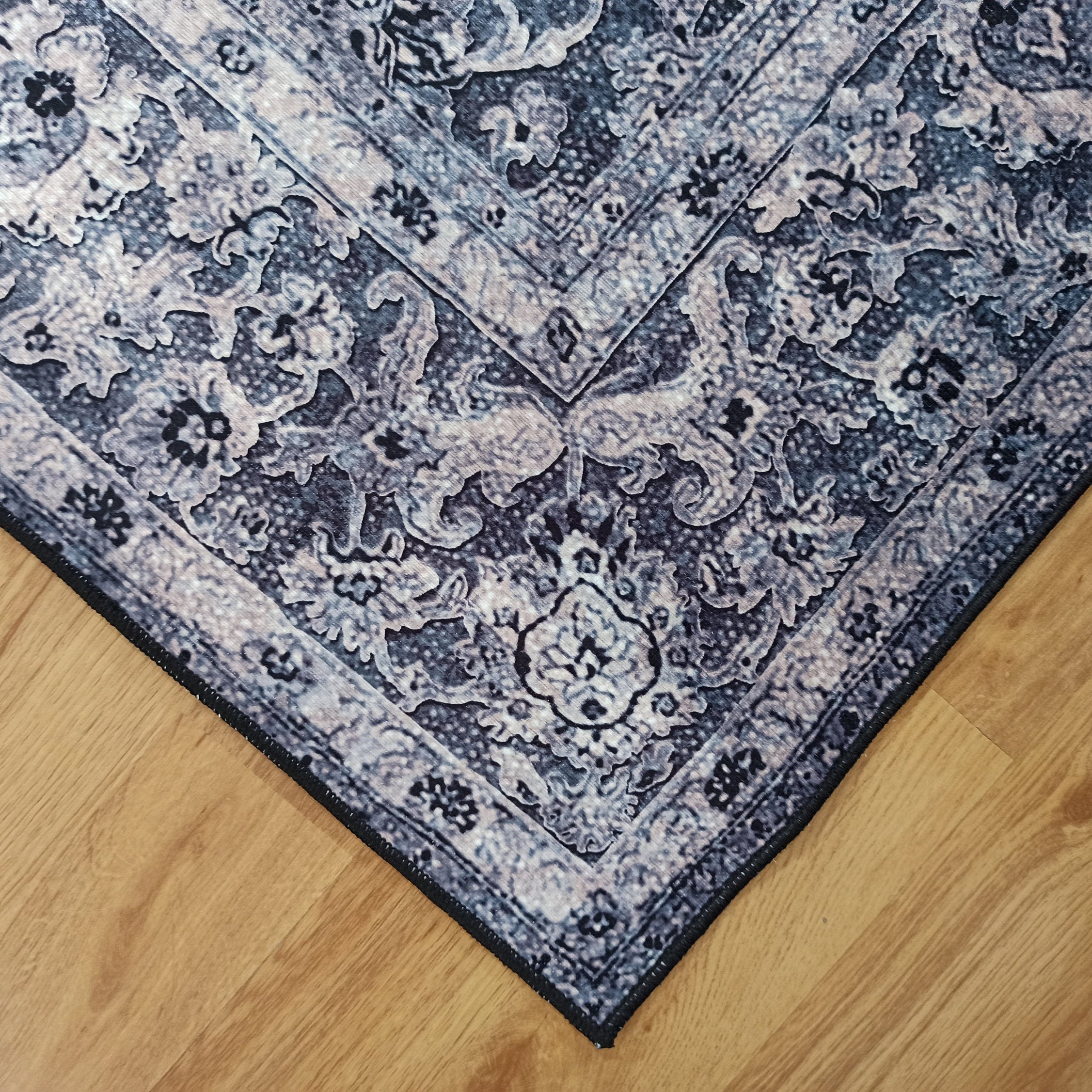 Asena Area Rug | Persian Navy Blue Gray Faded Rug