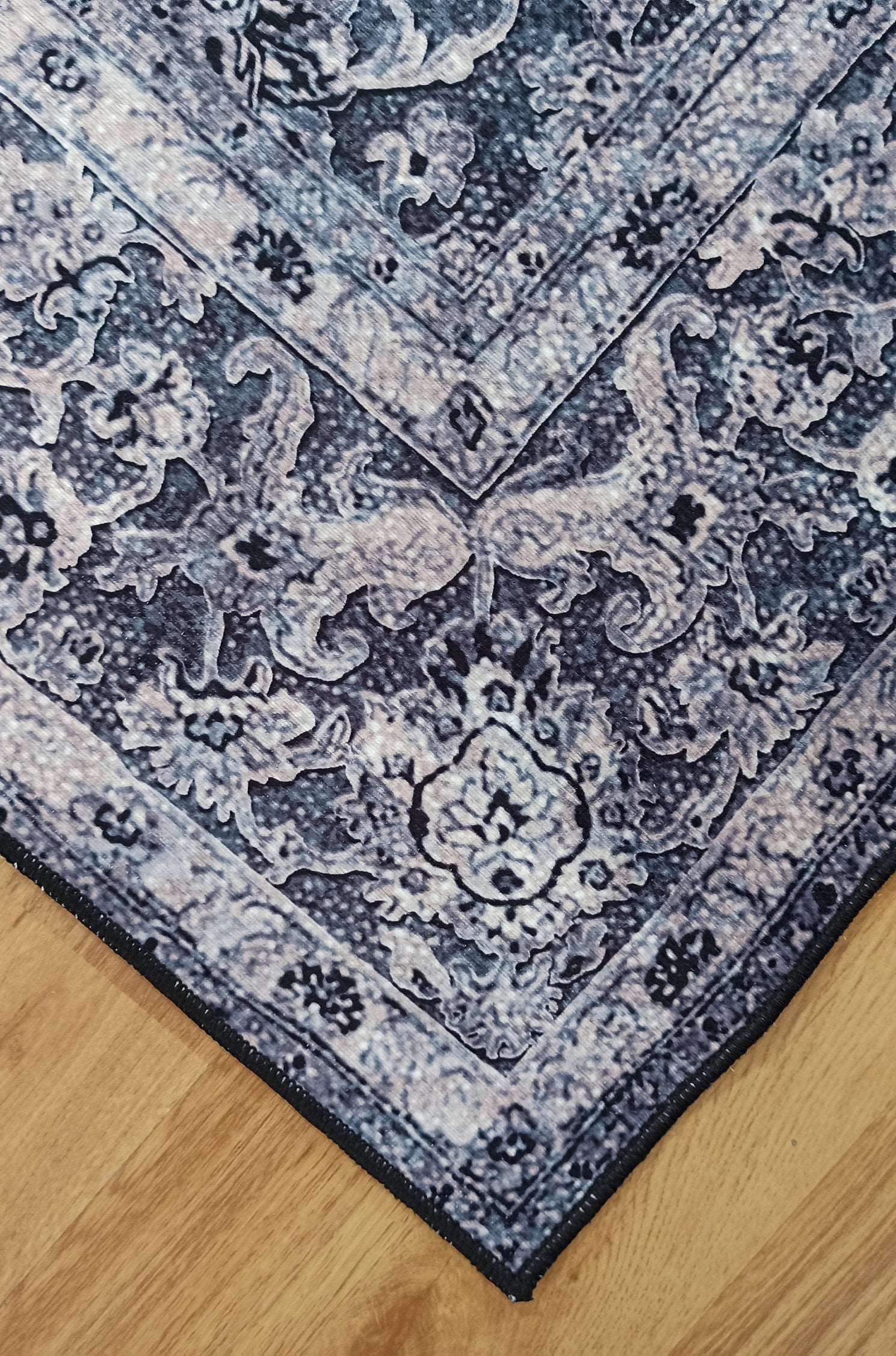 Asena Area Rug | Persian Navy Blue Gray Faded Rug