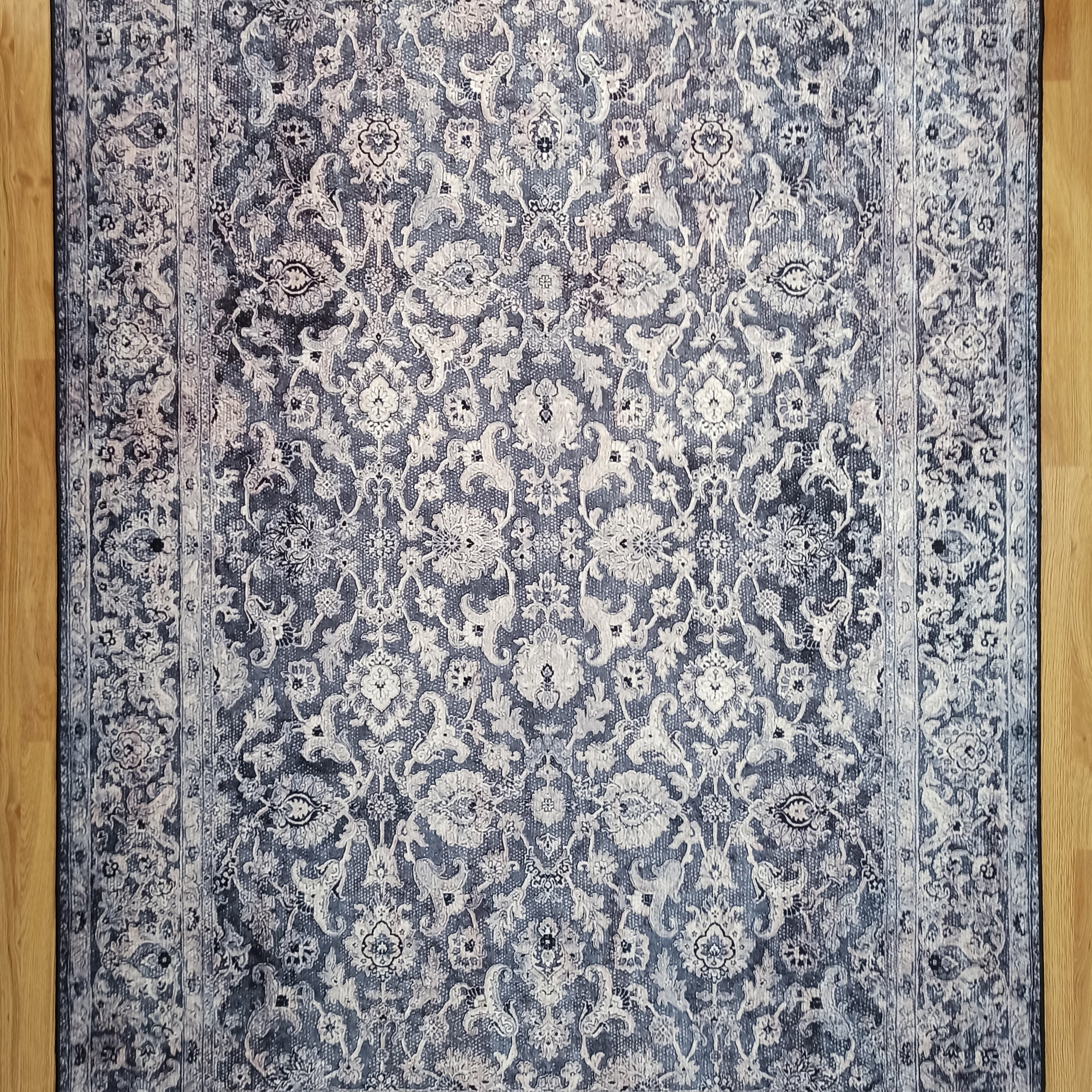 Asena Area Rug | Persian Navy Blue Gray Faded Rug