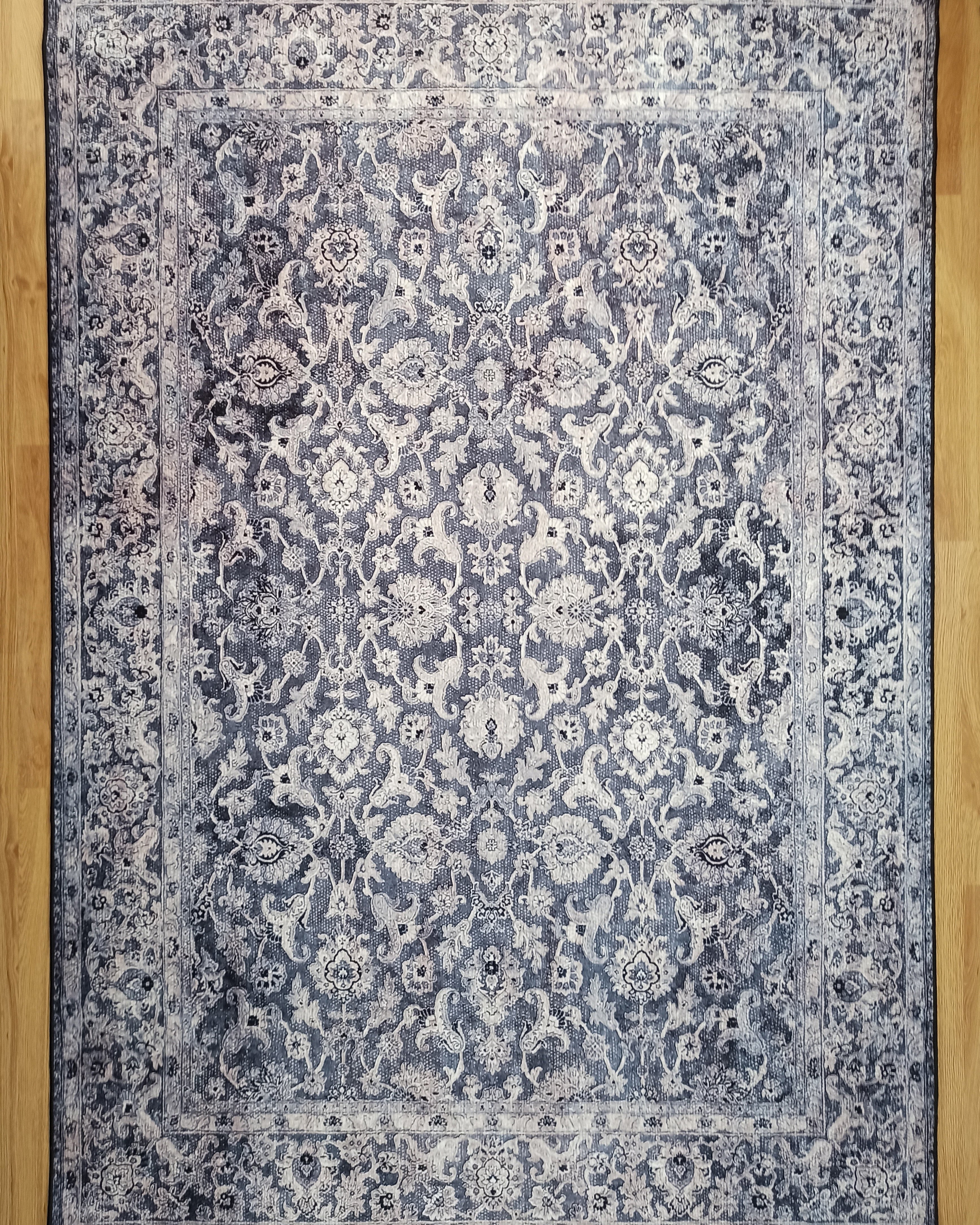 Asena Area Rug | Persian Navy Blue Gray Faded Rug