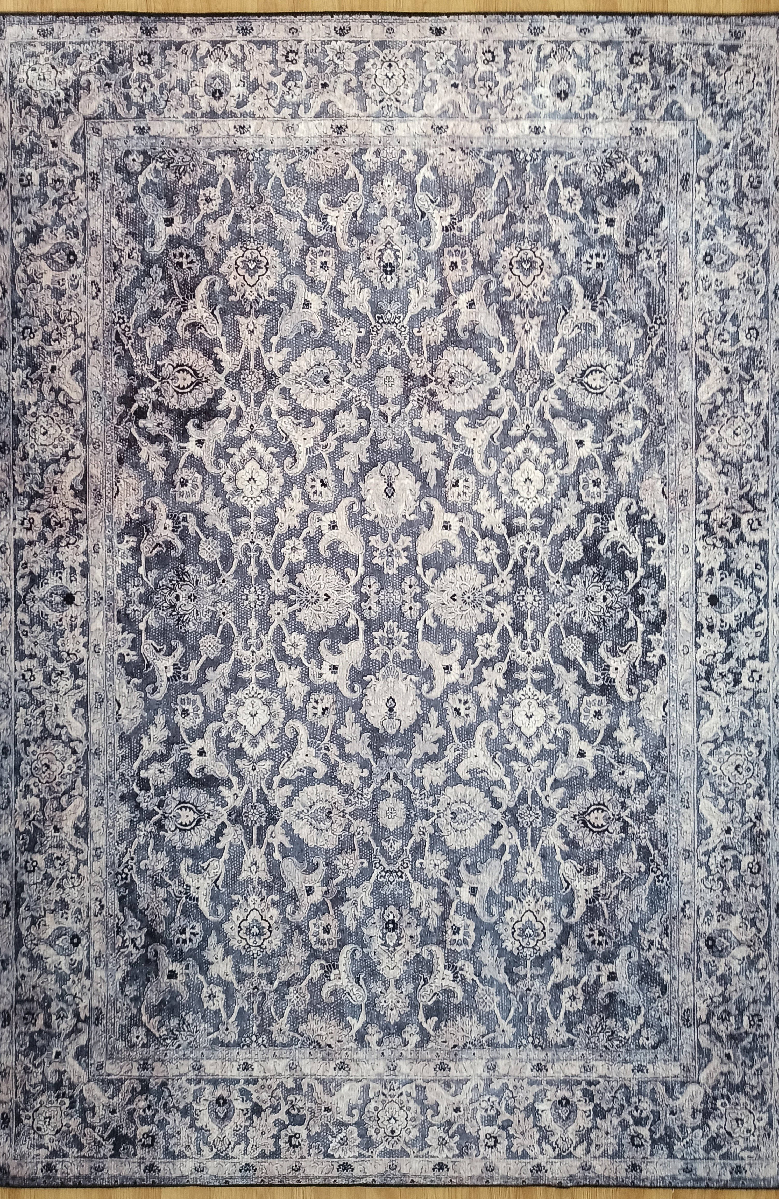 Asena Area Rug | Persian Navy Blue Gray Faded Rug