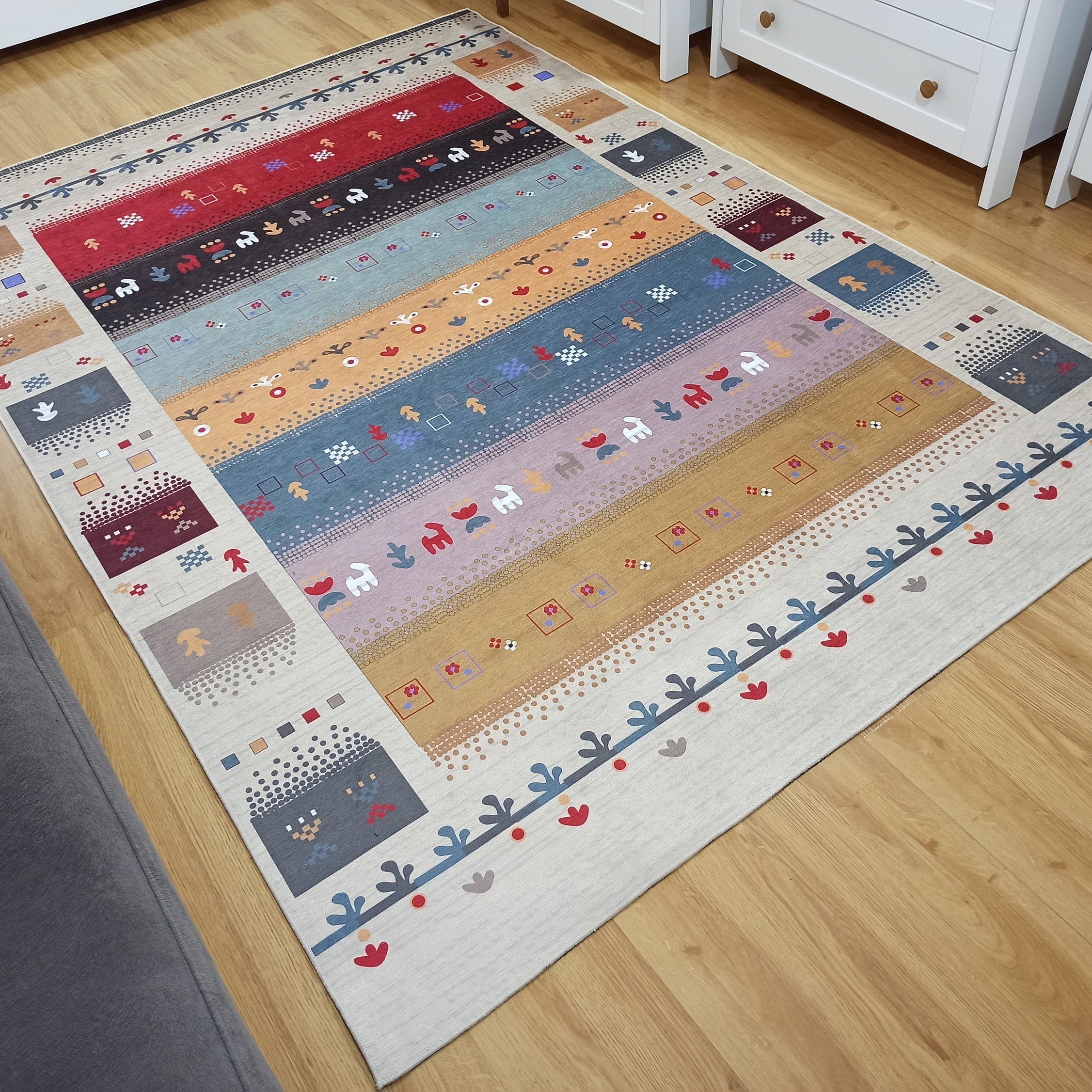 Asun Kilim Style Colorful Pastel Rug