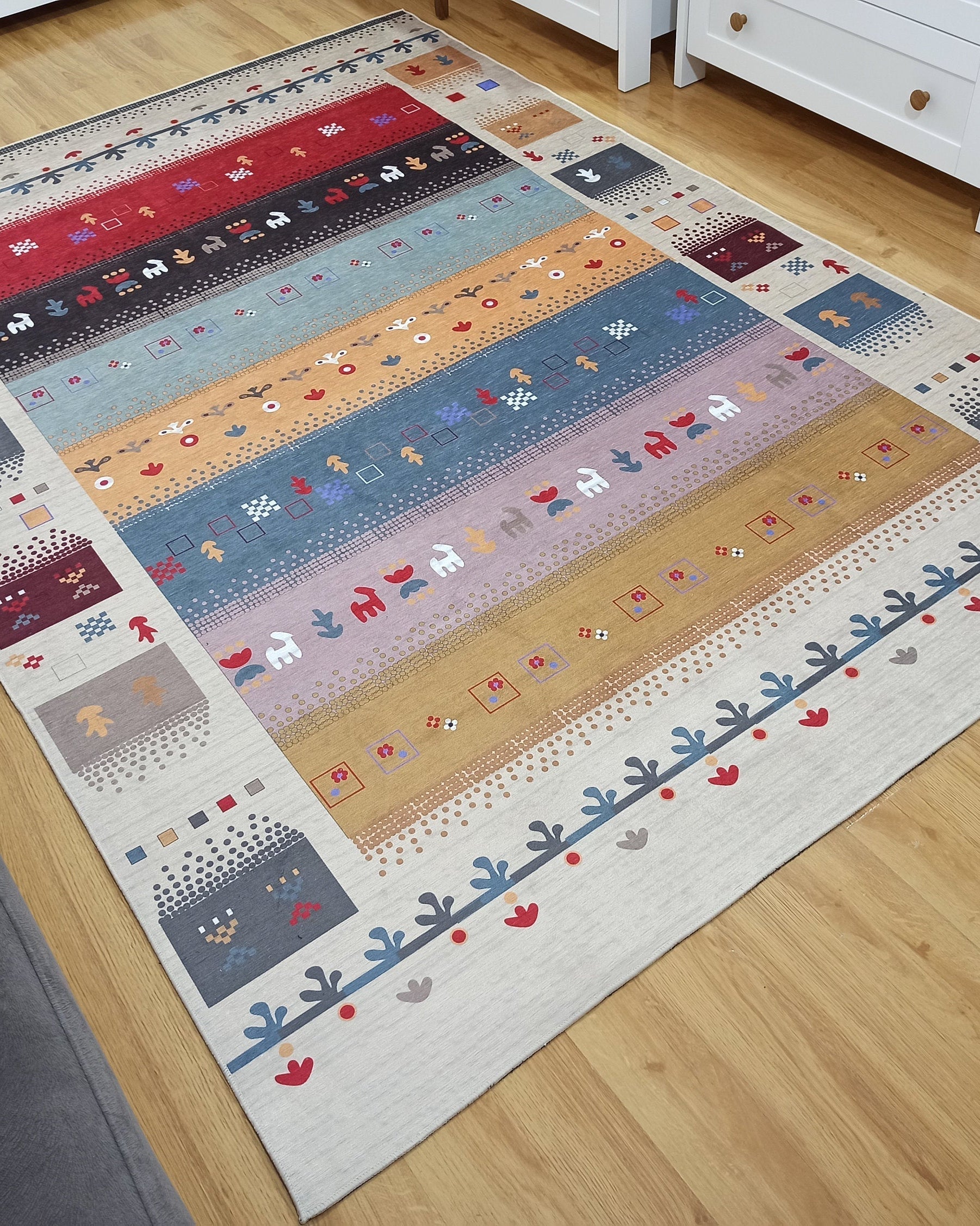 Asun Kilim Style Colorful Pastel Rug