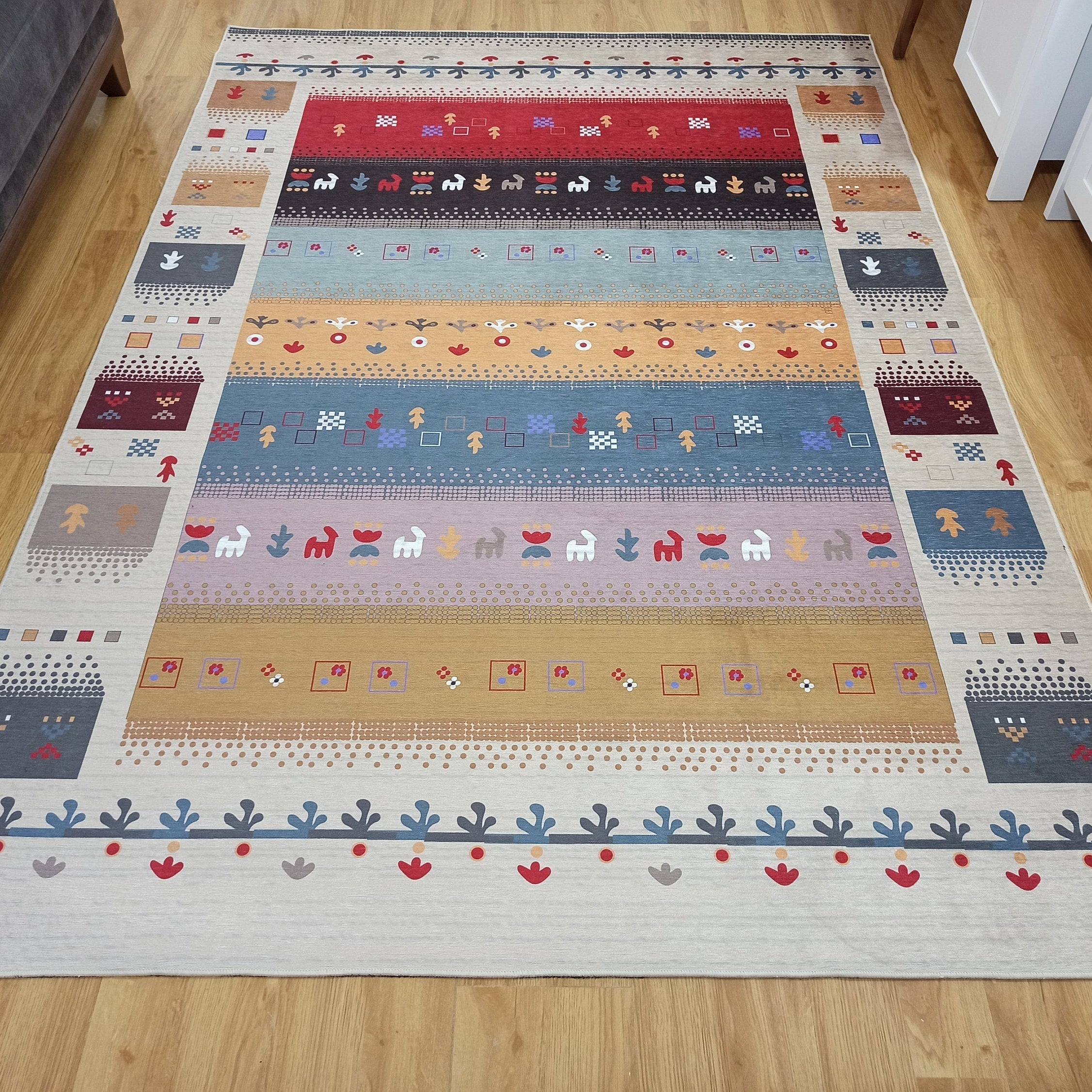 Asun Kilim Style Colorful Pastel Rug