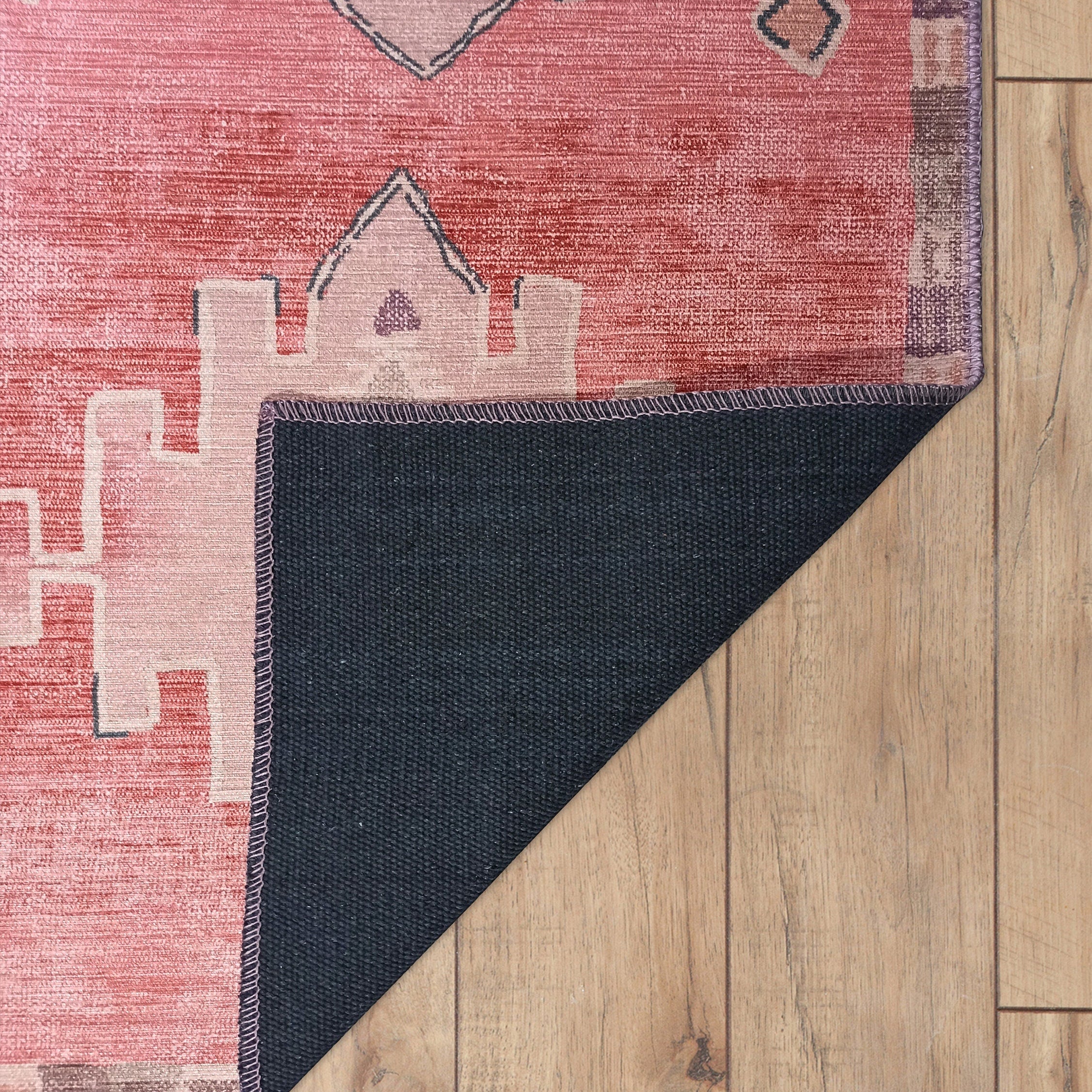 Aurelie Distressed Red Pink Beige Turkish Rug