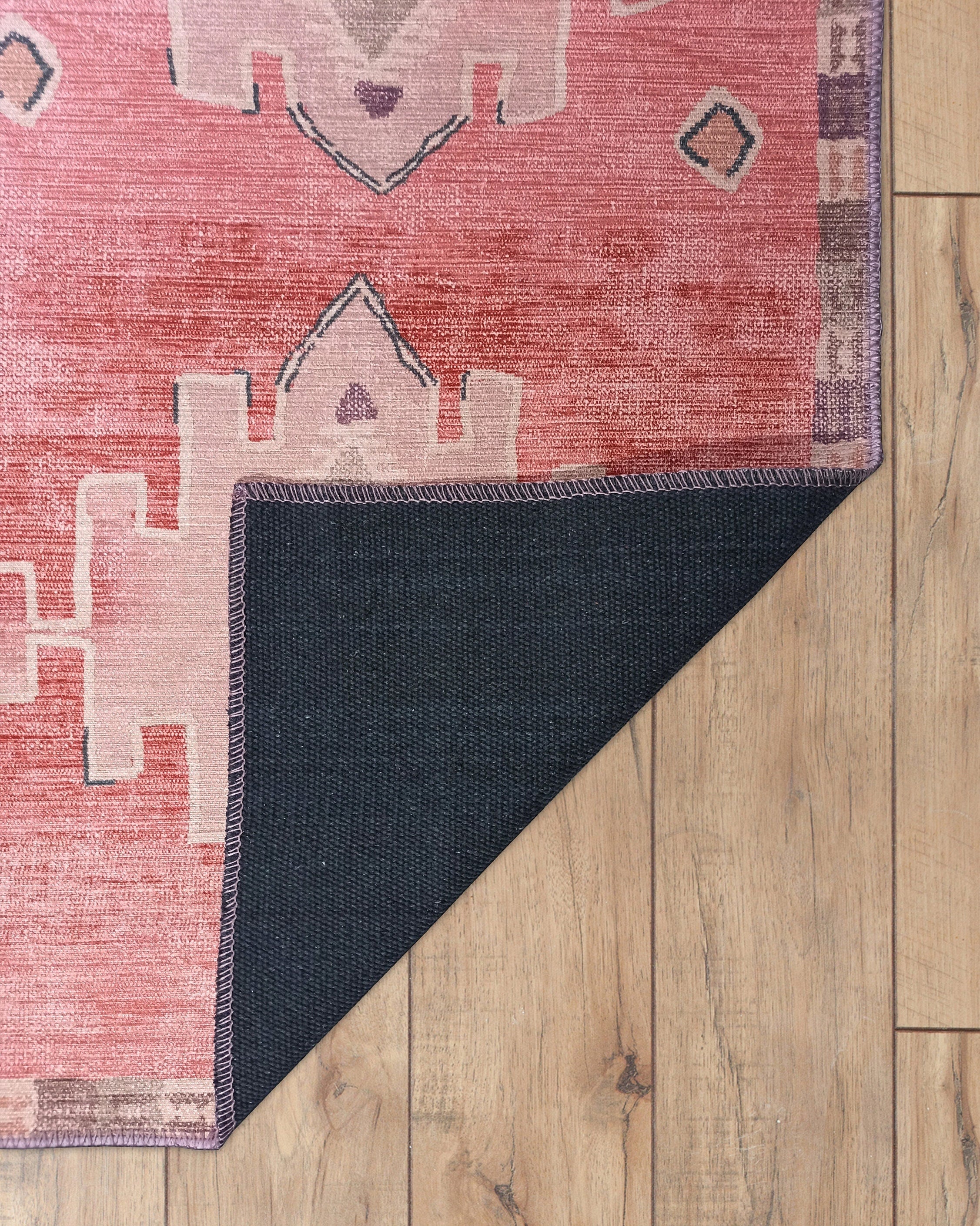 Aurelie Distressed Red Pink Beige Turkish Rug