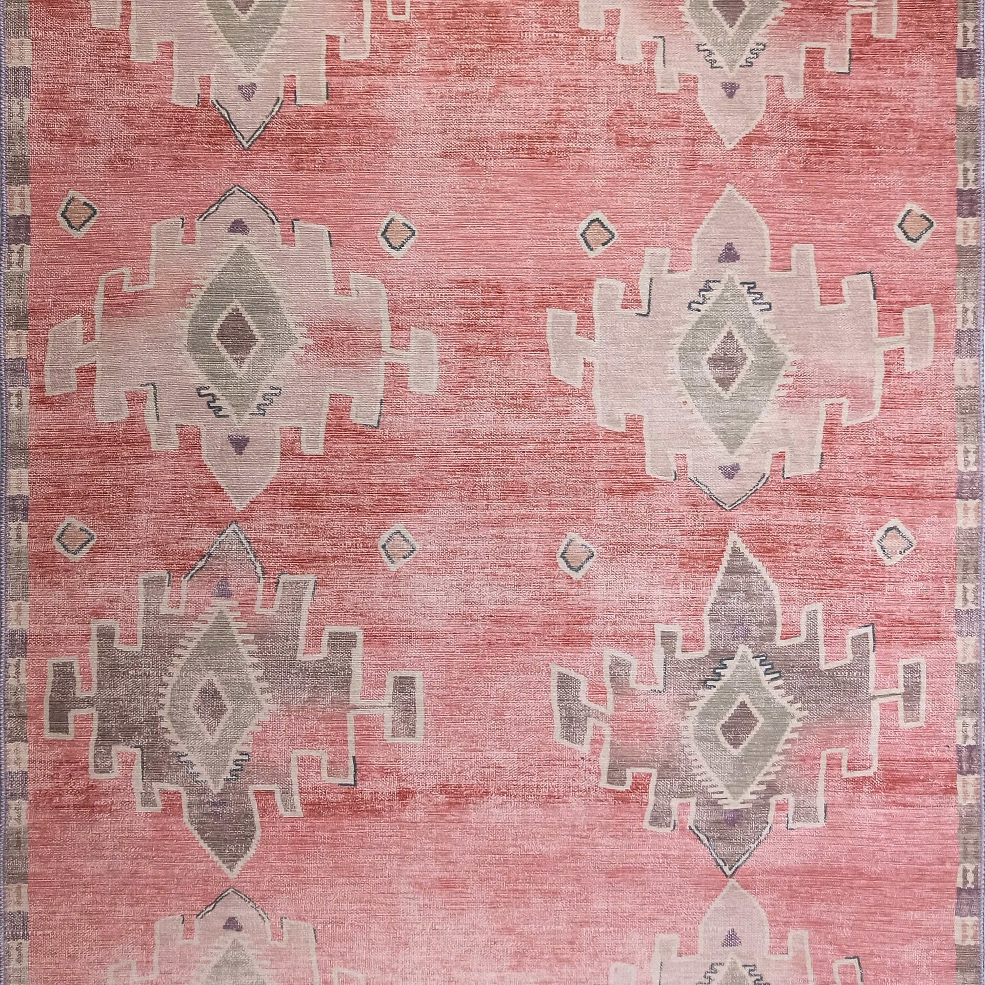 Aurelie Distressed Red Pink Beige Turkish Rug