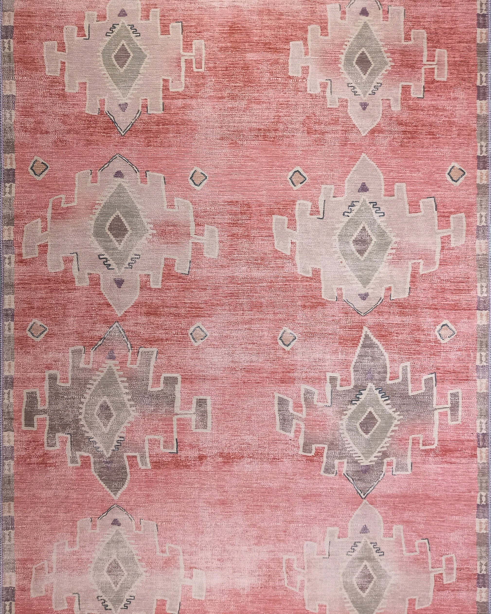 Aurelie Distressed Red Pink Beige Turkish Rug