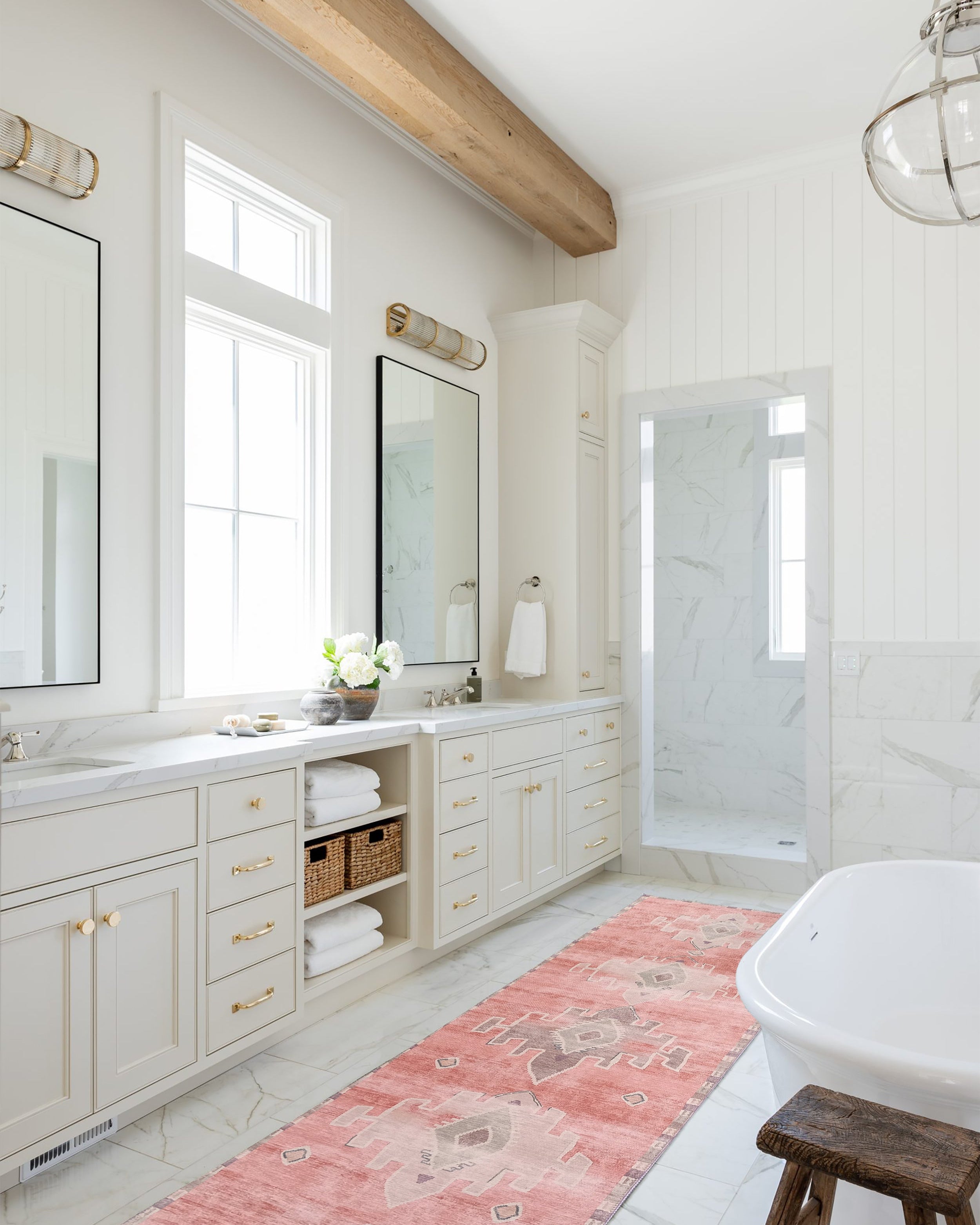 Aurelie Distressed Red Pink Beige Turkish Rug