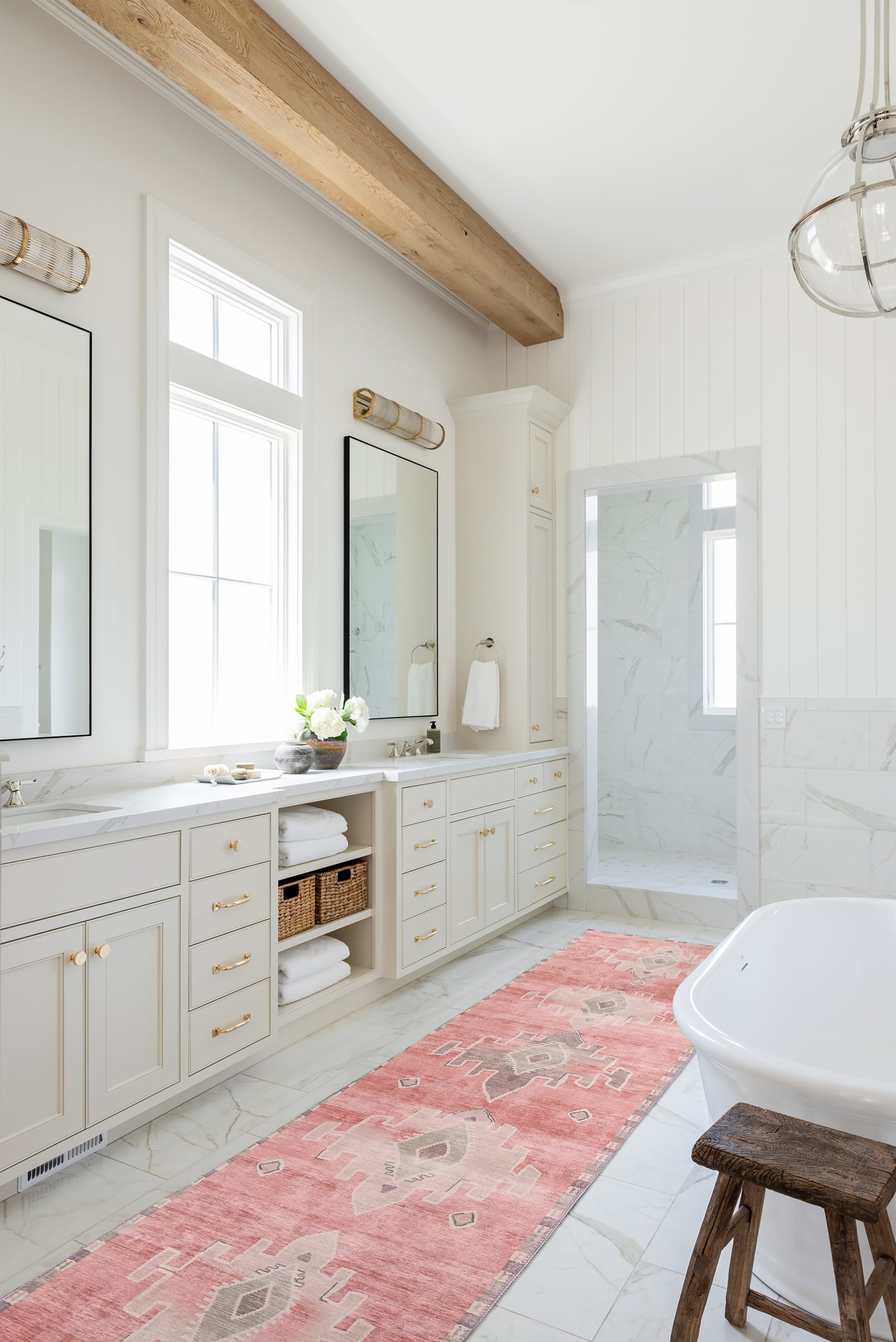 Aurelie Distressed Red Pink Beige Turkish Rug