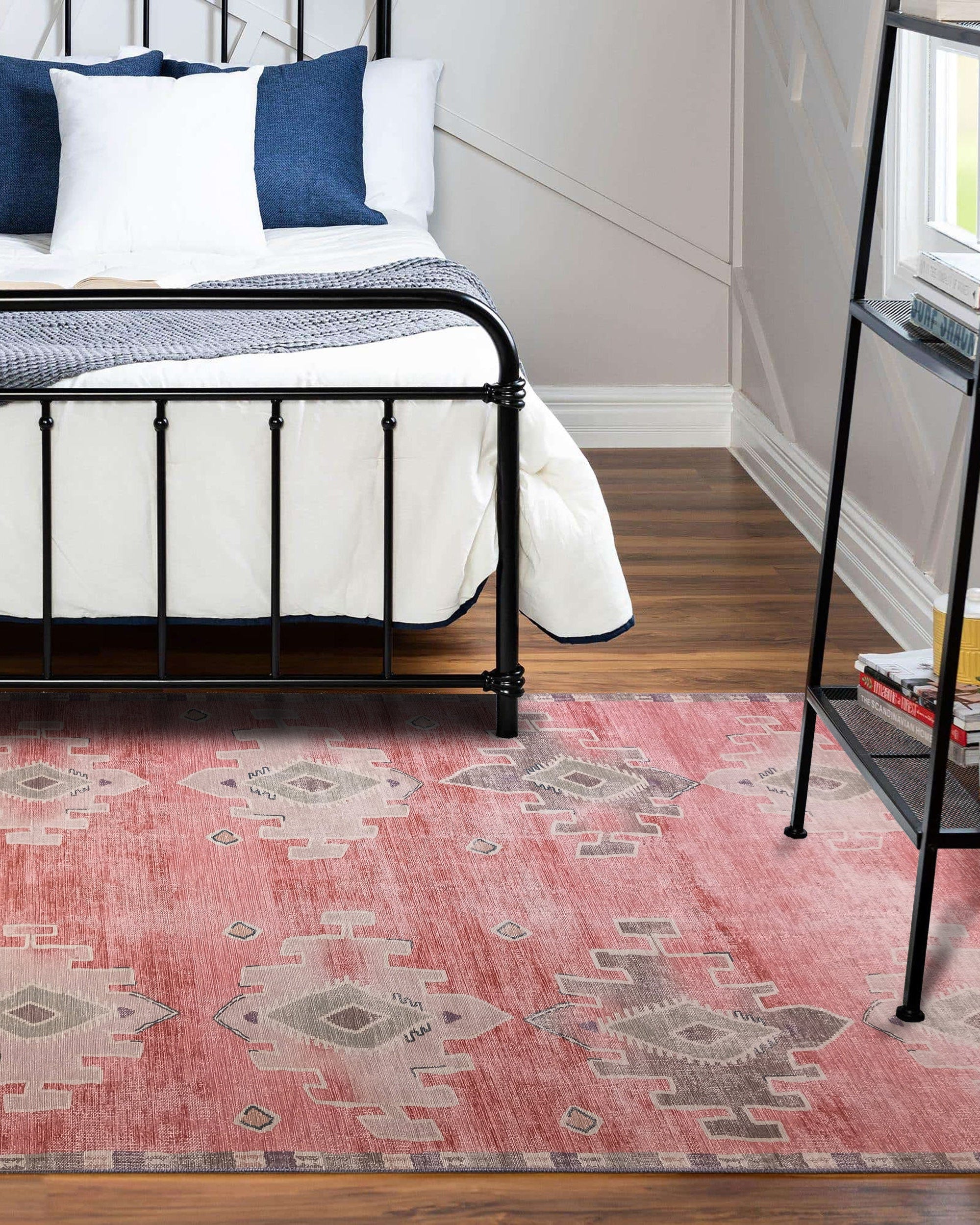 Aurelie Distressed Red Pink Beige Turkish Rug