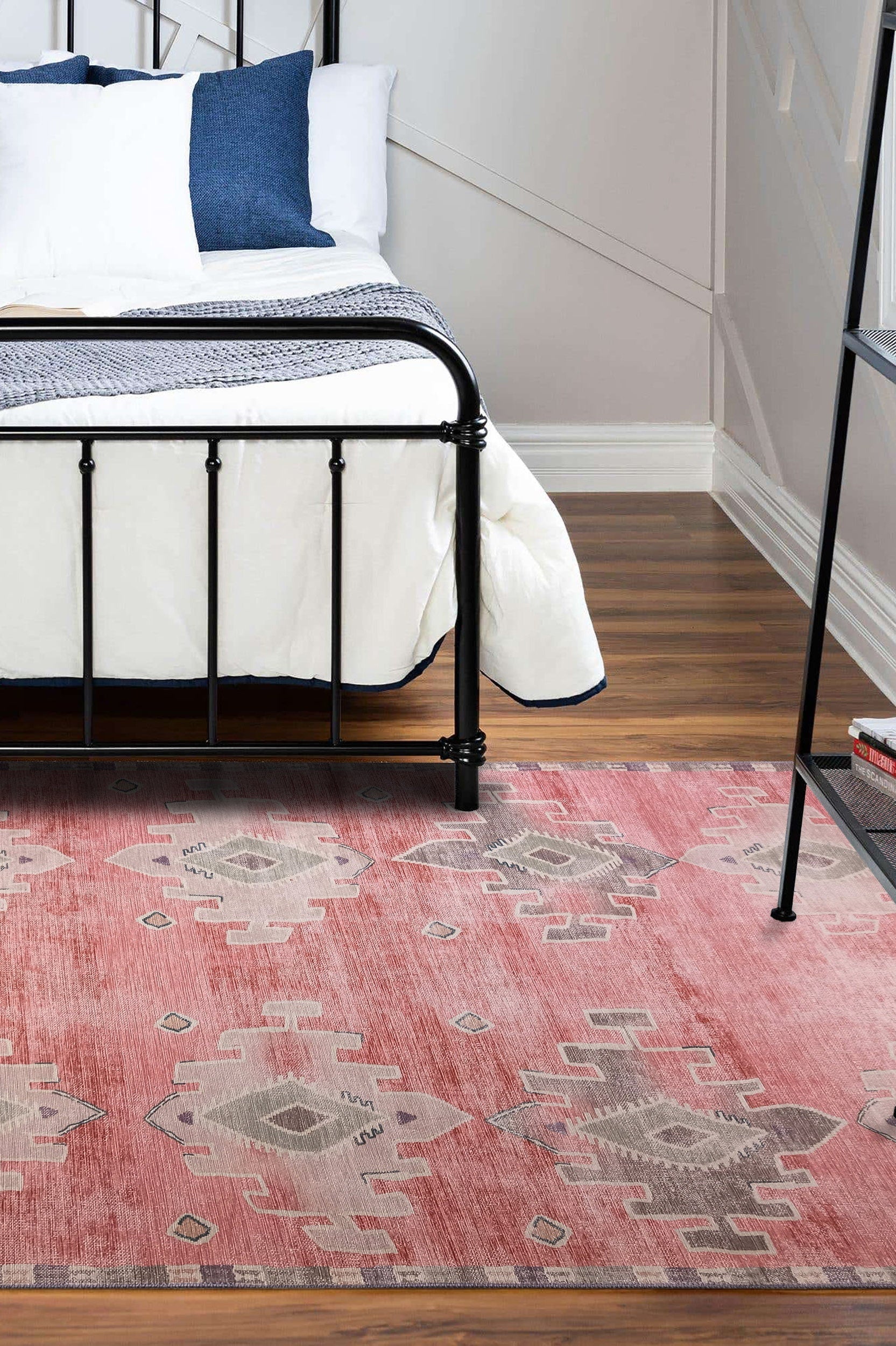 Aurelie Distressed Red Pink Beige Turkish Rug