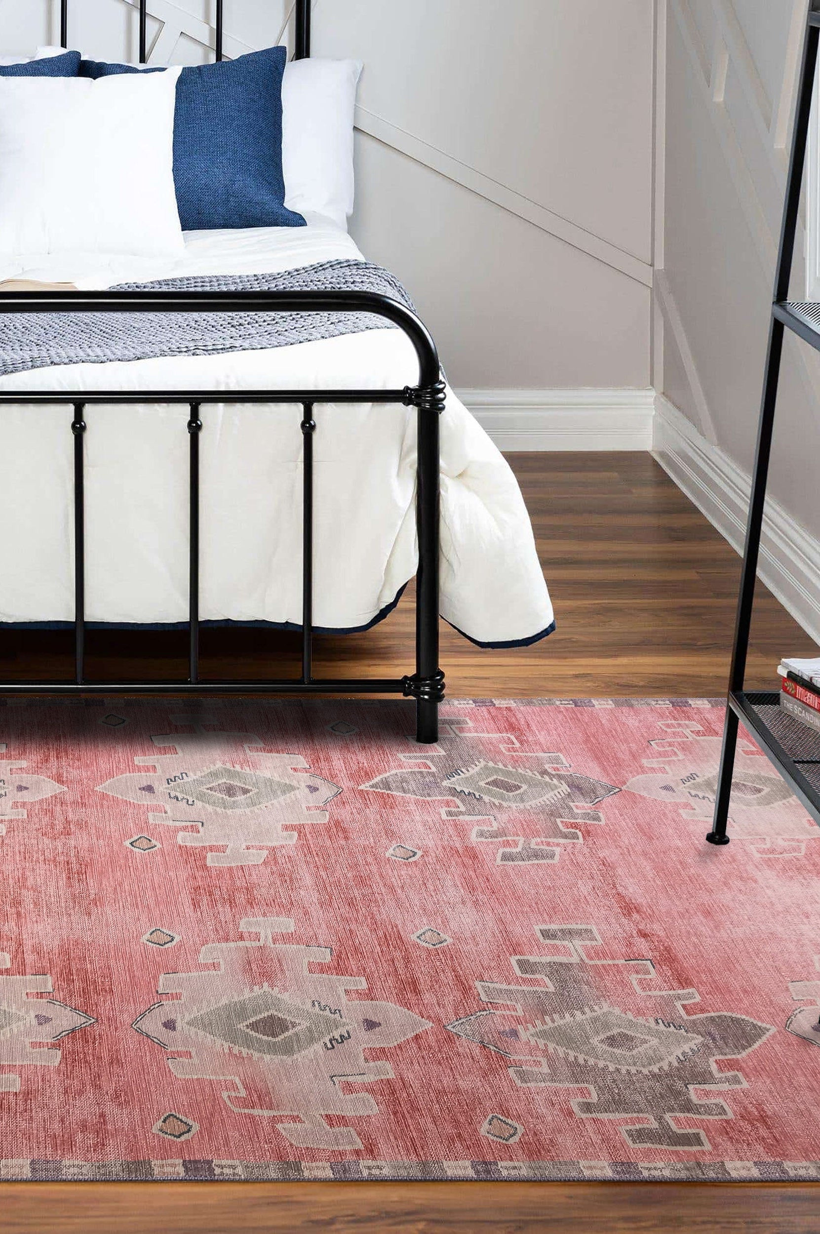 Aurelie Distressed Red Pink Beige Turkish Rug