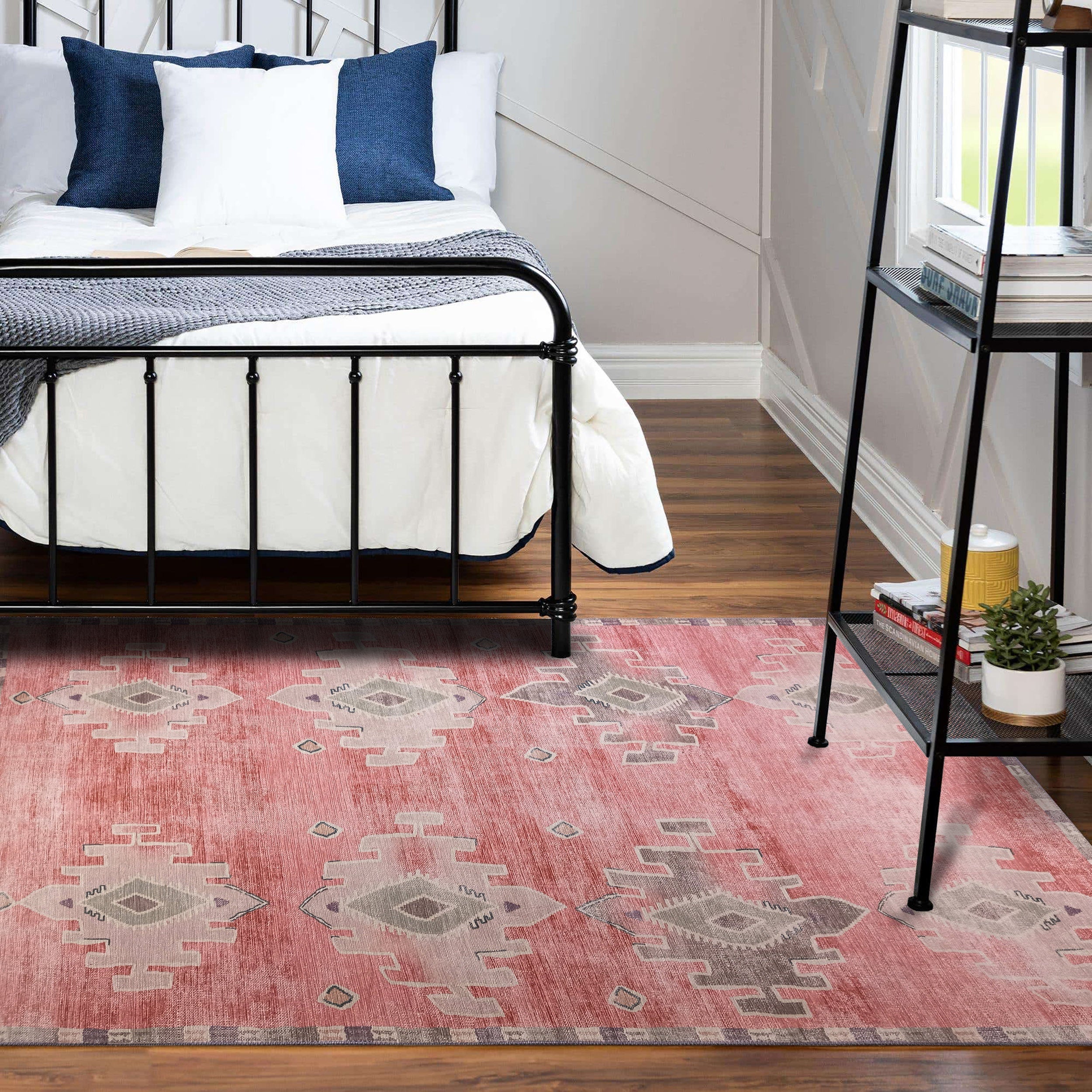 Aurelie Distressed Red Pink Beige Turkish Rug