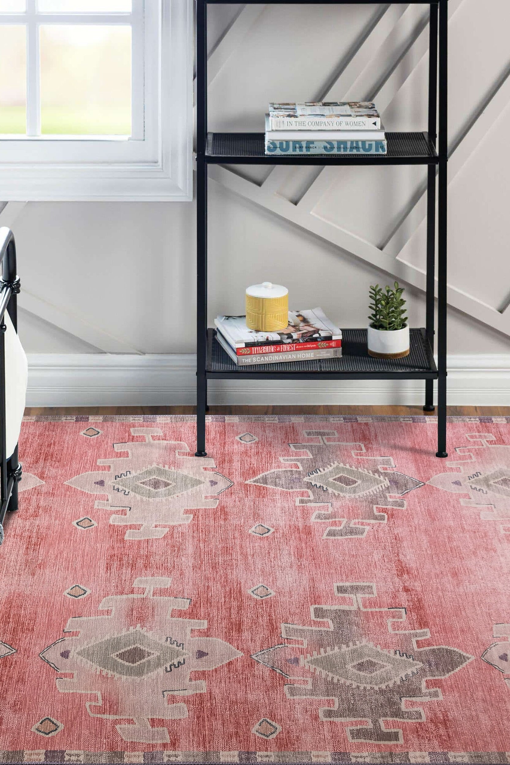 Aurelie Distressed Red Pink Beige Turkish Rug