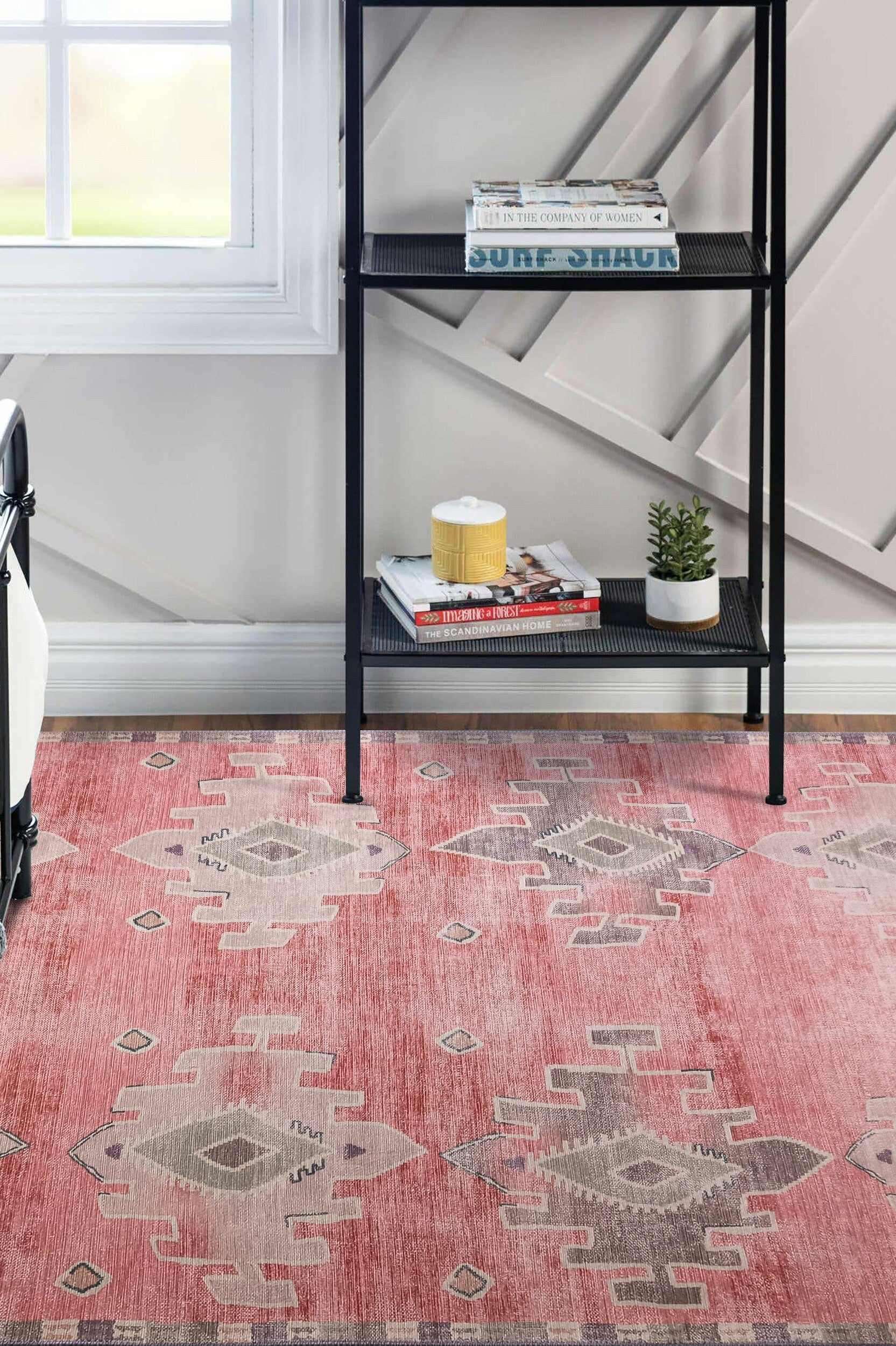 Aurelie Distressed Red Pink Beige Turkish Rug