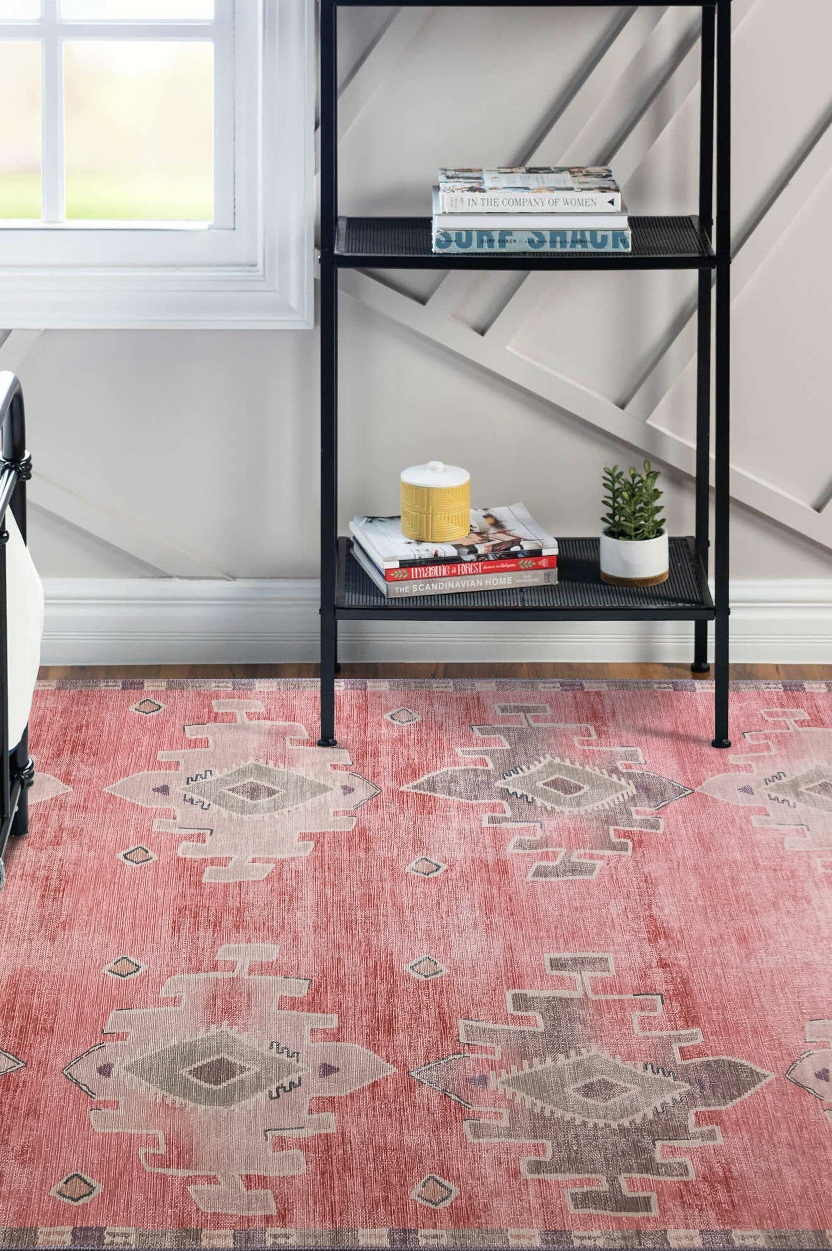 Aurelie Distressed Red Pink Beige Turkish Rug