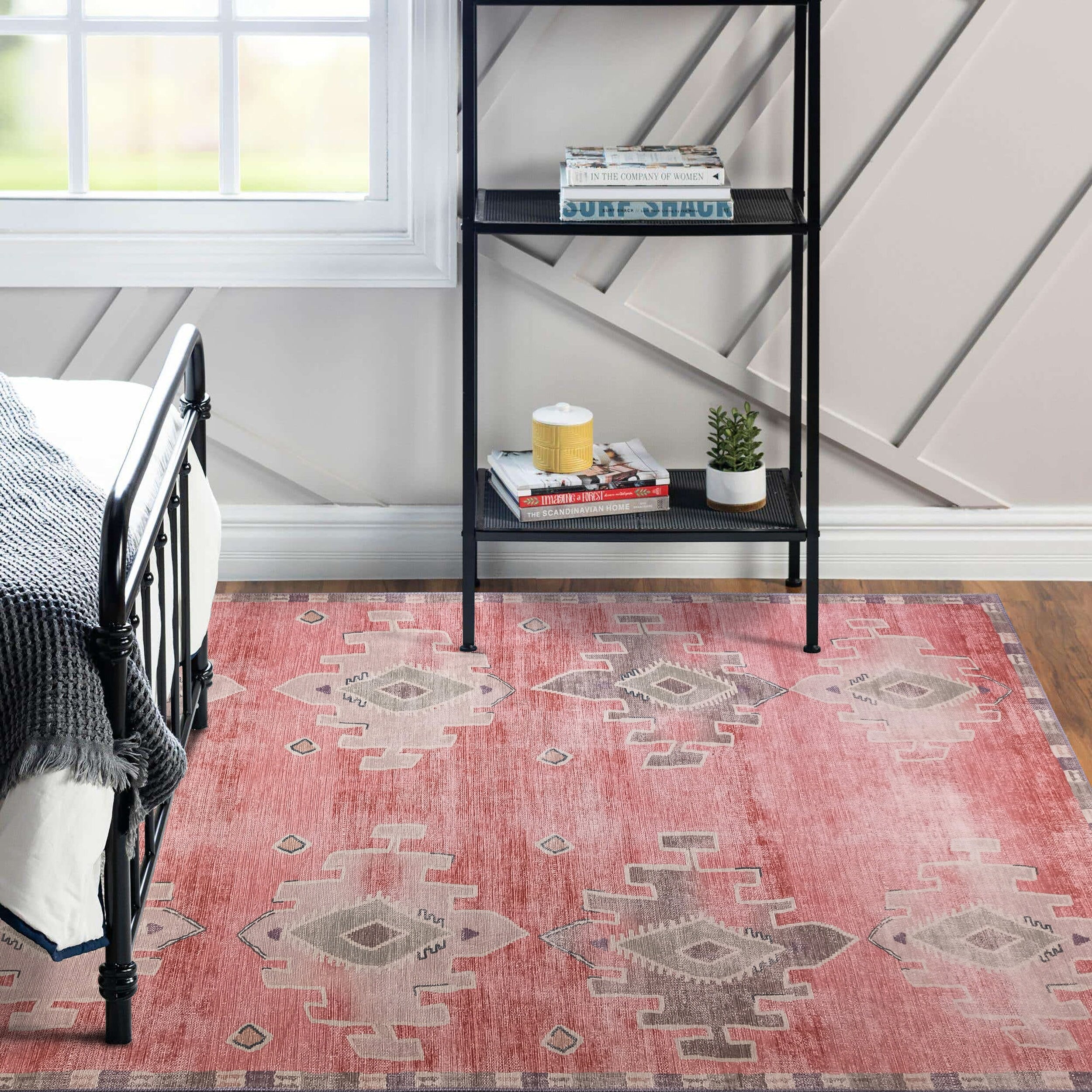 Aurelie Distressed Red Pink Beige Turkish Rug