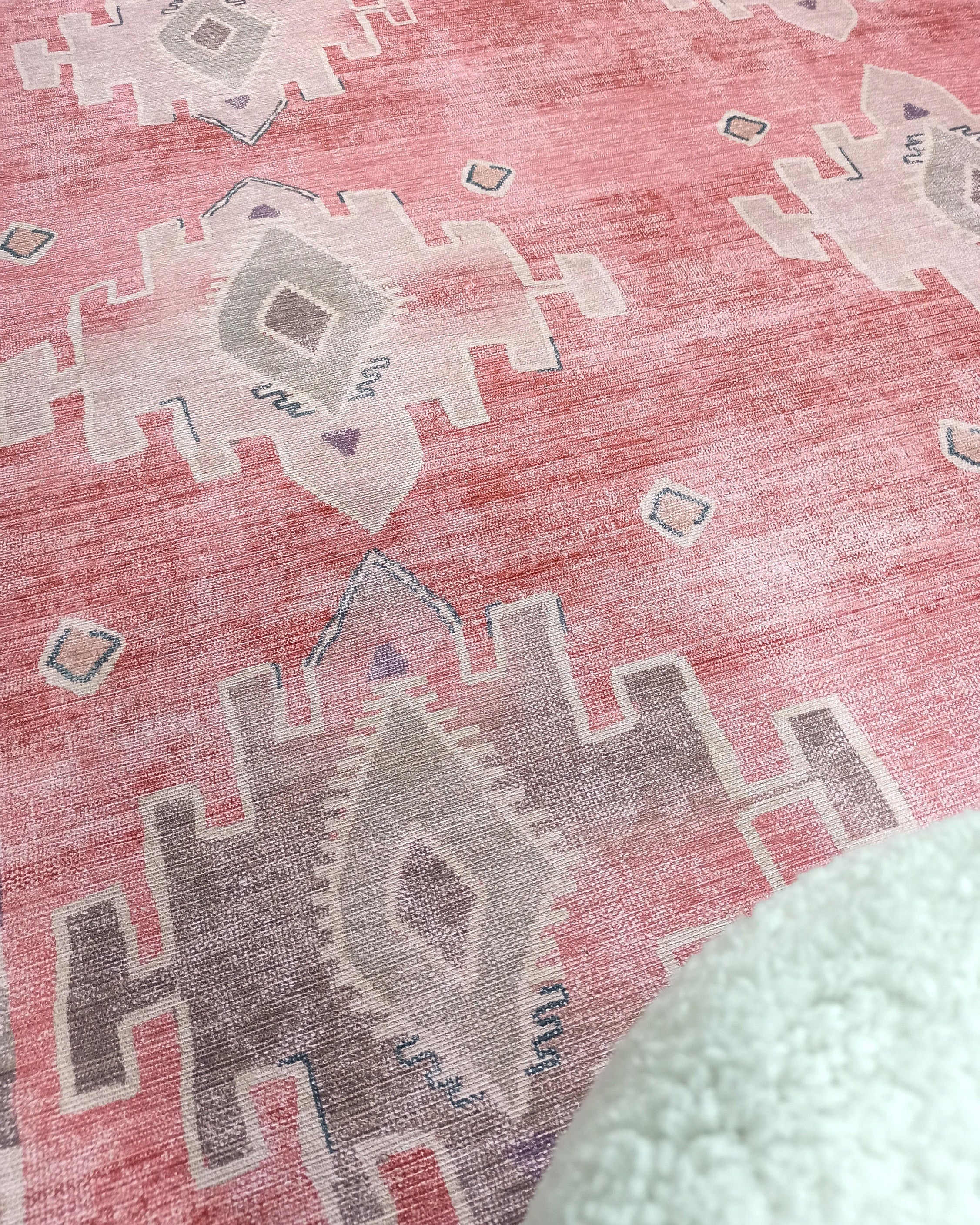 Aurelie Distressed Red Pink Beige Turkish Rug