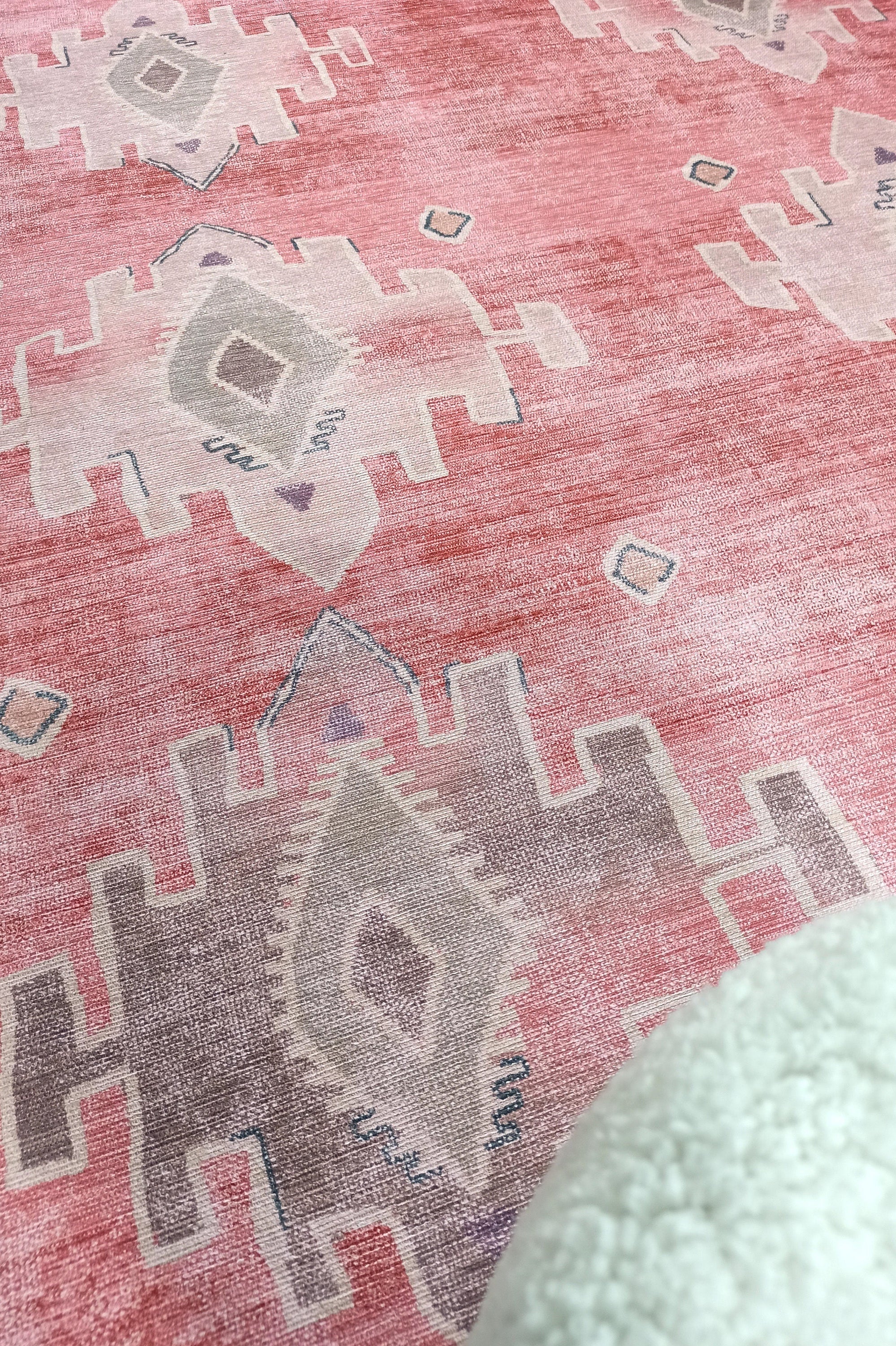 Aurelie Distressed Red Pink Beige Turkish Rug