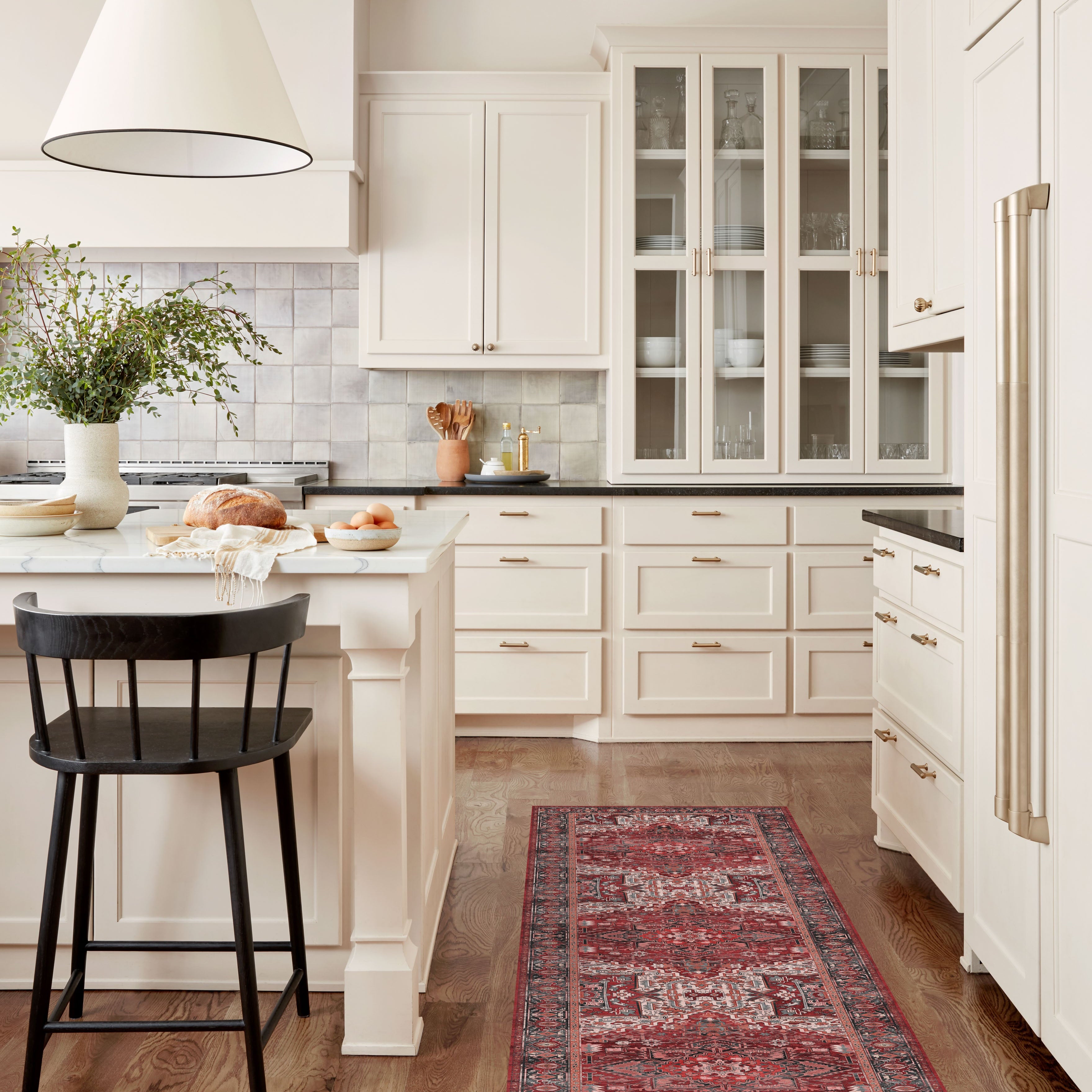 Avla Burgundy Red Floral Heriz Persian Rug